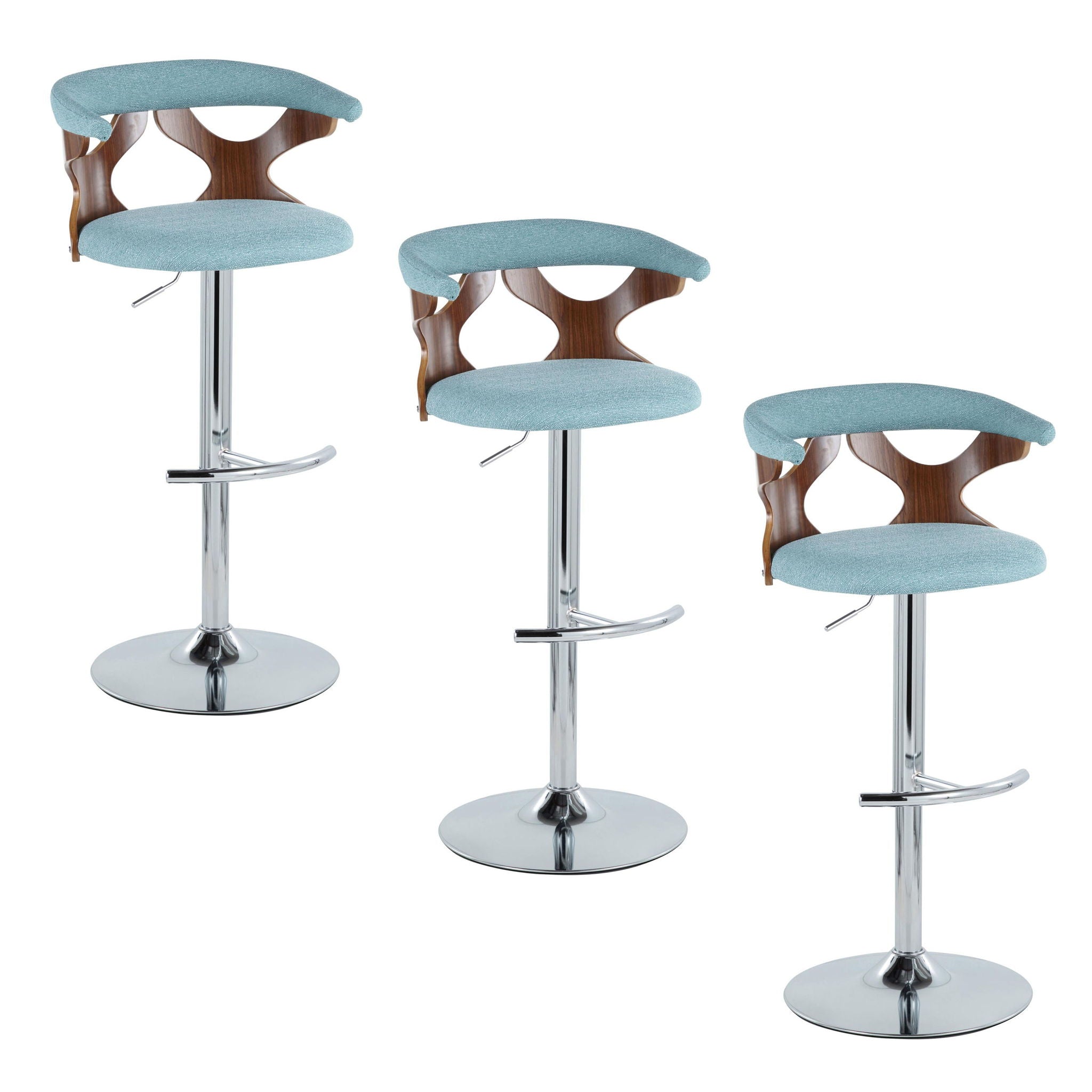 Gardenia - Mid Century Modern Adjustable Barstool With Swivel With Rounded T Footrest (Set of 2) - Best Buy Furniture