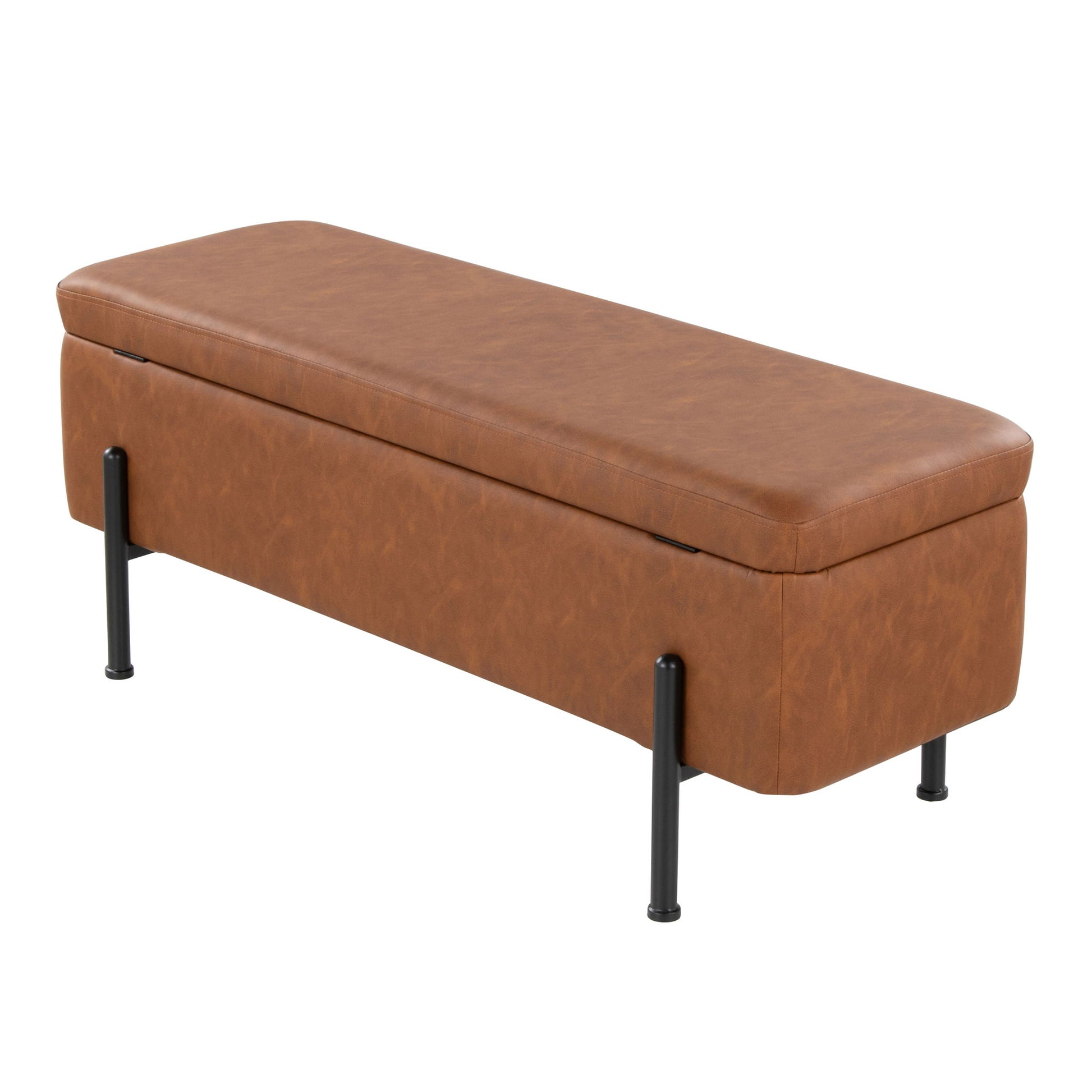 Daniella - Contemporary Storage Bench - Black / Camel - Best Buy Furniture