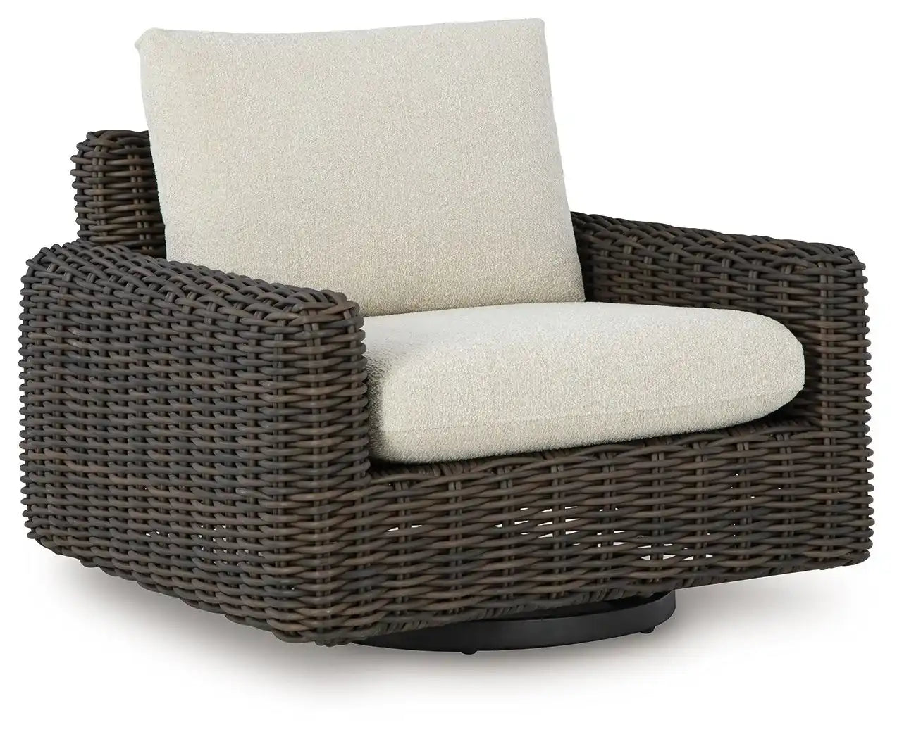 Kimora - Swivel Glider Lounge With Cushion - Beige / Dark Brown - Best Buy Furniture