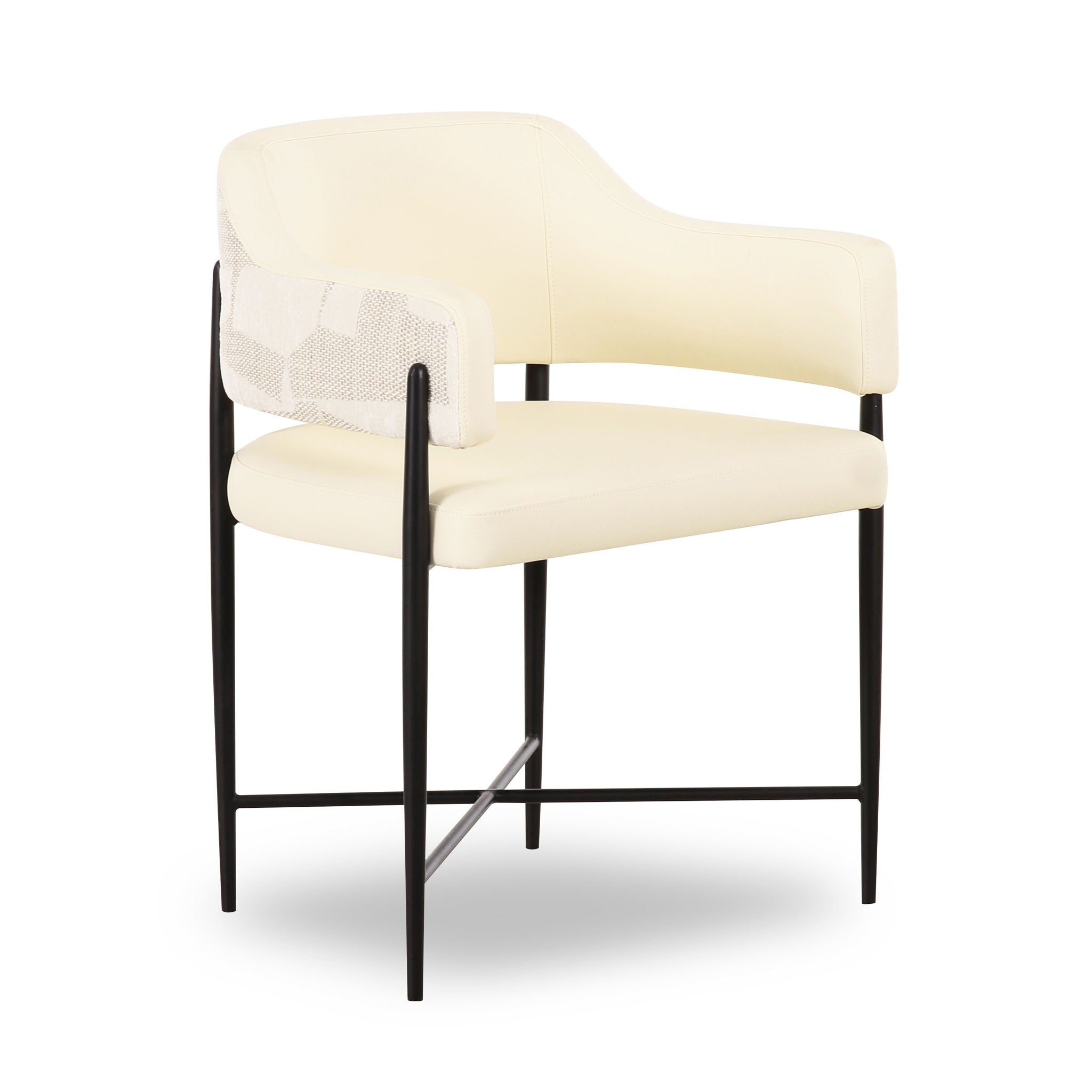 Sezanne - Vegan Leather And 2-Tone Jacquard Dining Chair - Cream - Best Buy Furniture
