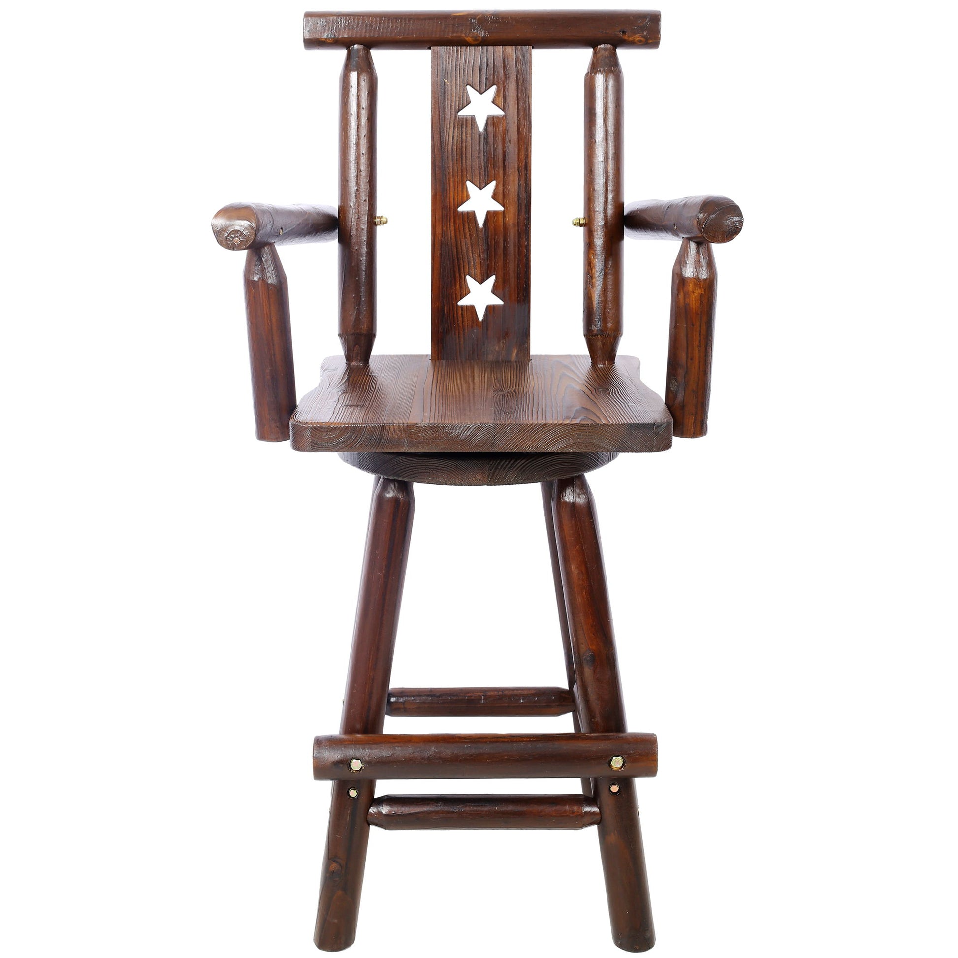 Rustic Tall Bistro Chair Decorative Star Backrest And Footrest, Fir Wood, 4 Foot - Brown - Best Buy Furniture
