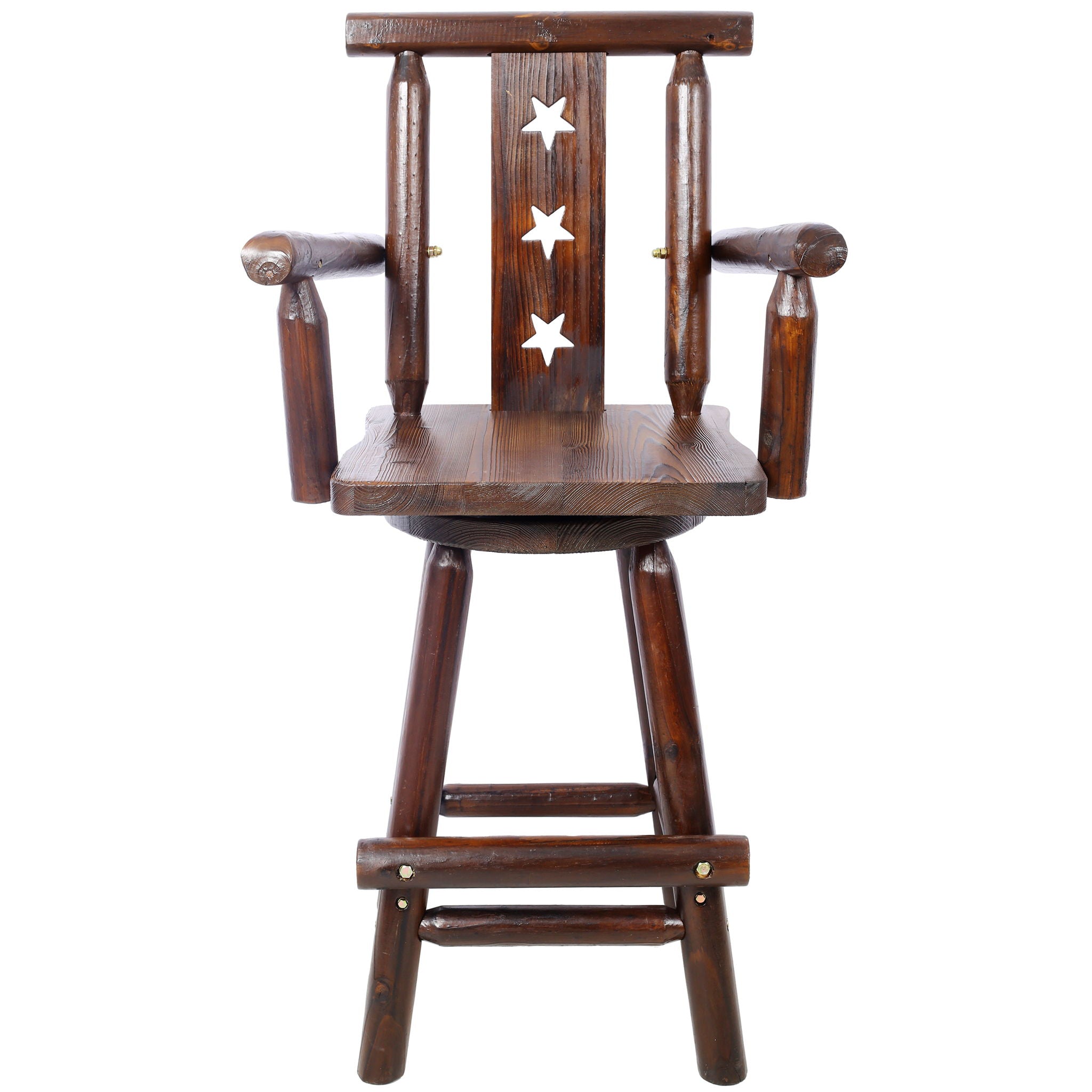 Rustic Tall Bistro Chair Decorative Star Backrest And Footrest, Fir Wood, 4 Foot - Brown - Best Buy Furniture