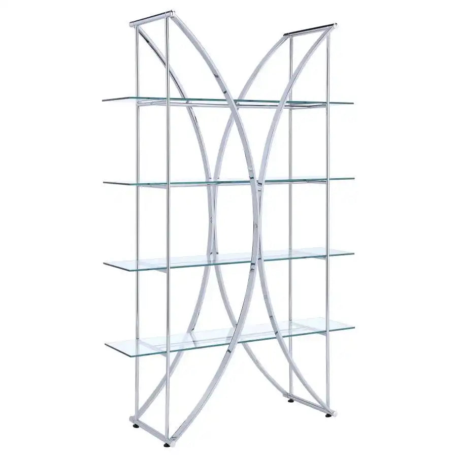 Larson - 4-Shelf Glass Bookshelf - Chrome - Best Buy Furniture