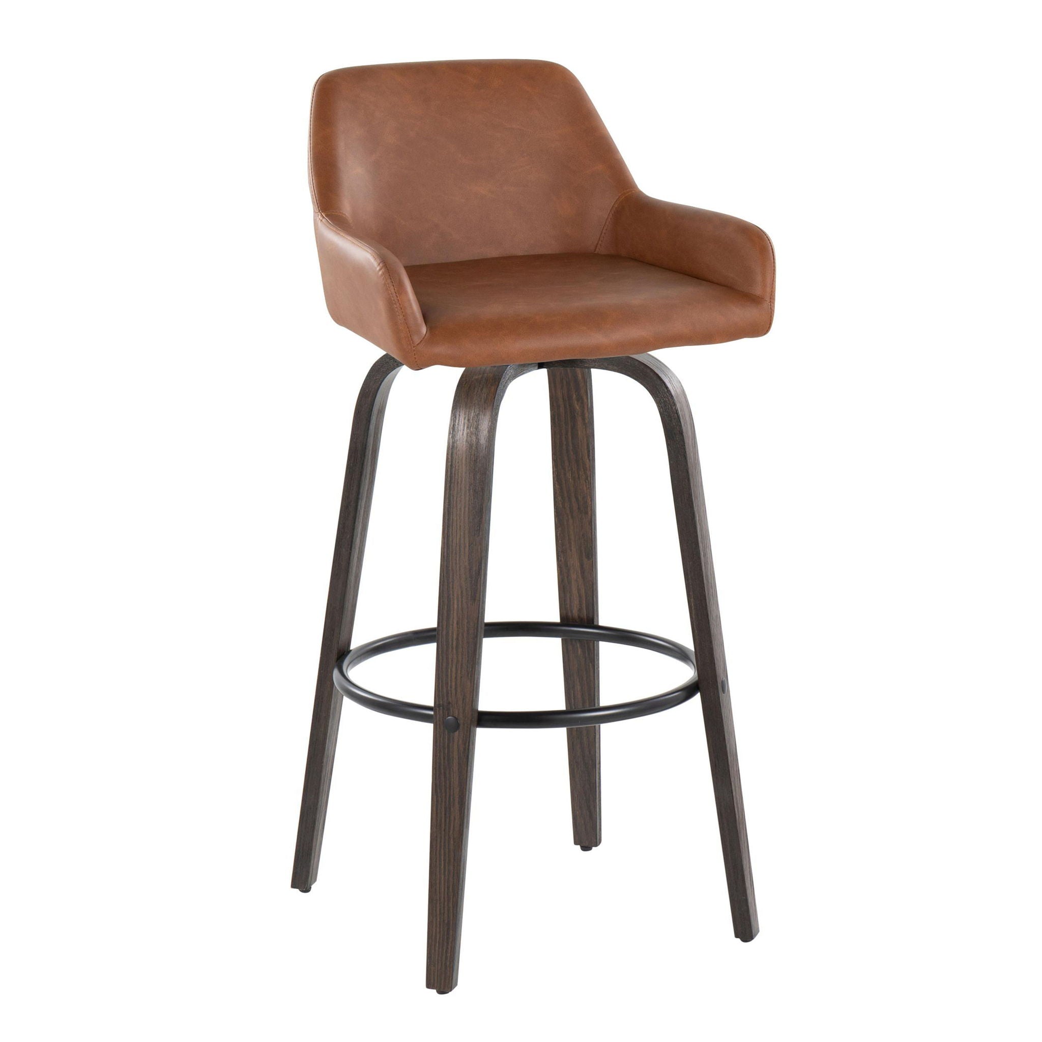 Daniella - Contemporary Fixed Height, Barstool With Swivel With Round Footrest (Set of 2) - Best Buy Furniture