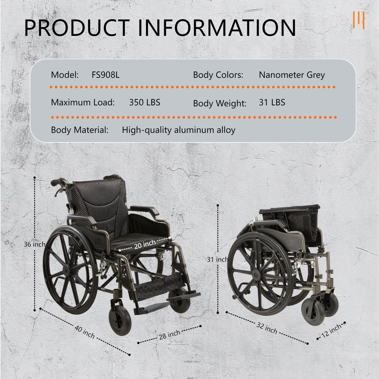 Lightweight Foldable Transport Wheelchair For Adults With Double X Force Support