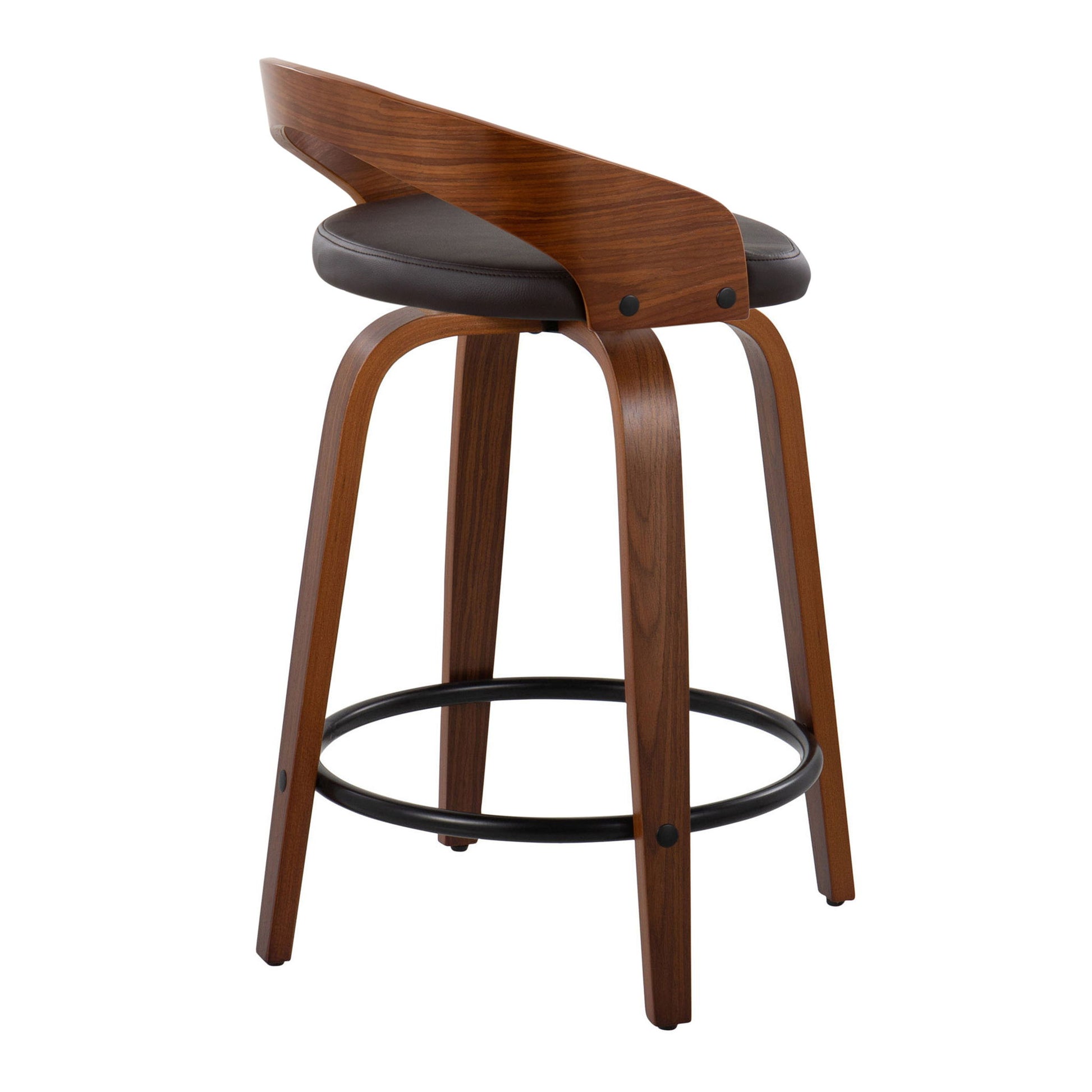 Grotto - Mid-Century Modern Fixed Height Counter Stool & Swivel With Round Footrest (Set of 2) - Best Buy Furniture
