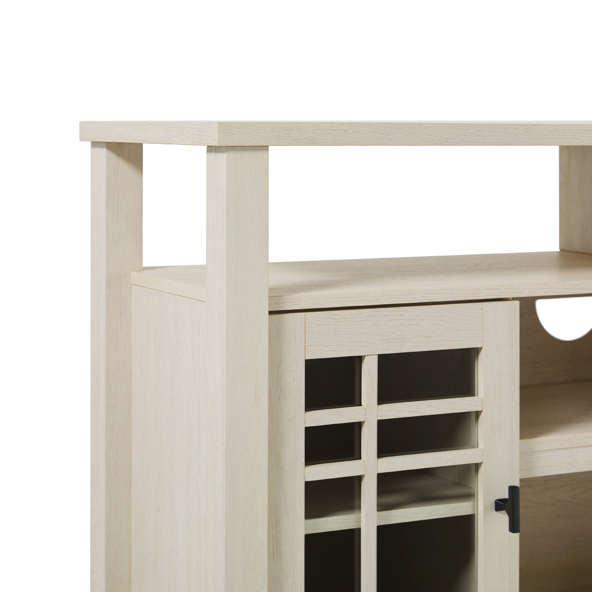 Transitional 2 Door Sideboard With Windowpane Design - Ivory Oak - Best Buy Furniture