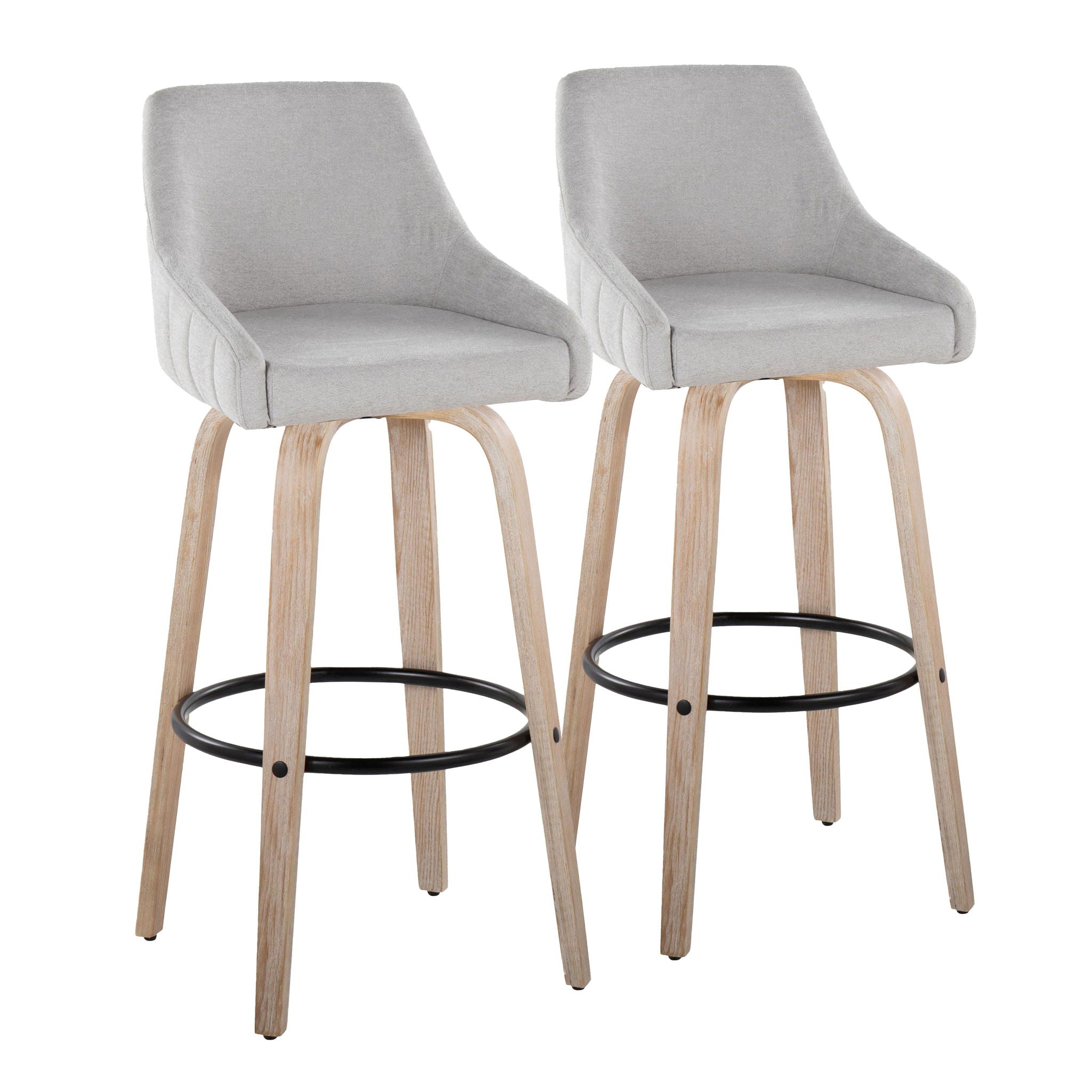 Hannah - Transitional Fixed Height Barstool With Swivel With Round Footrest (Set of 2) - Best Buy Furniture