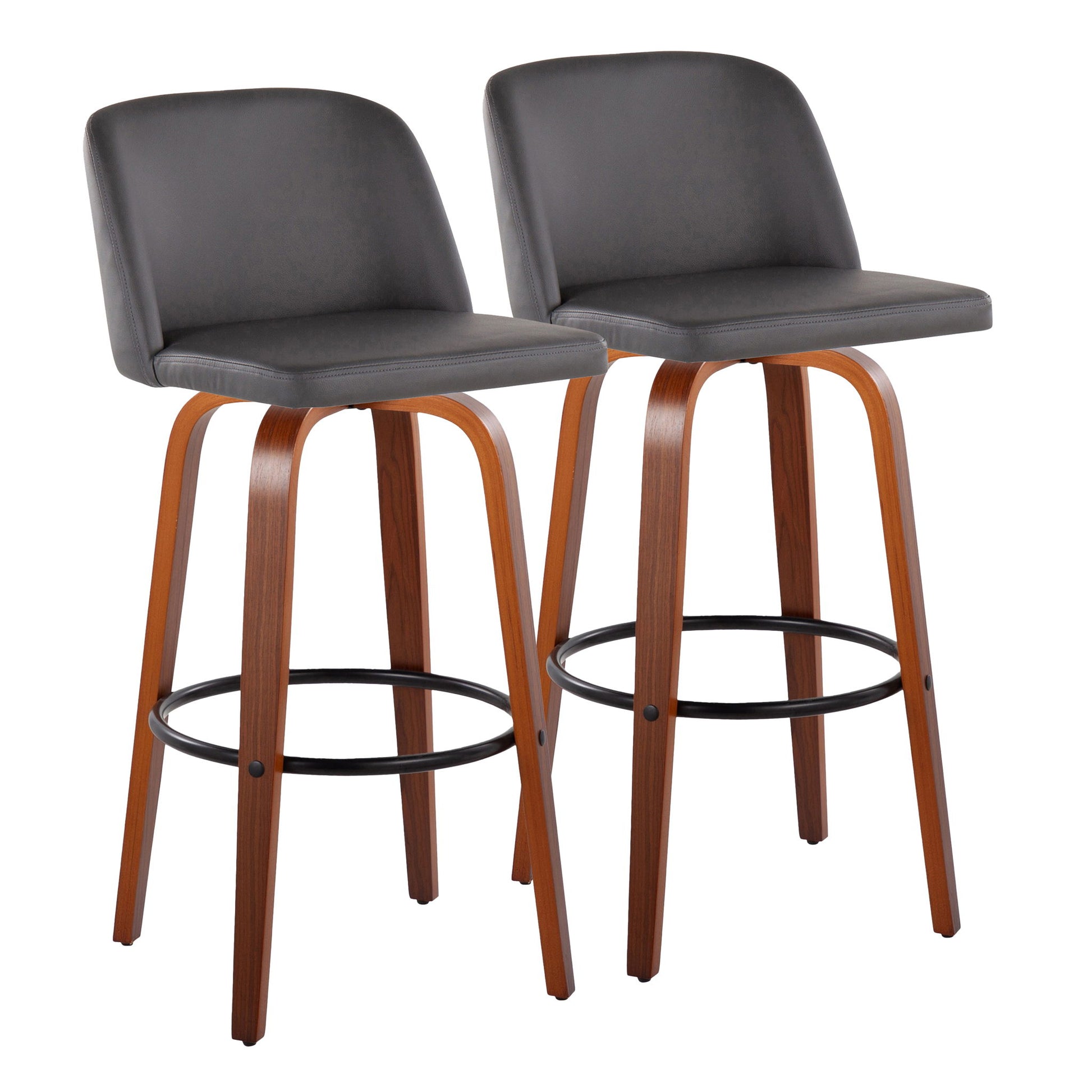 Toriano - Mid Century Modern Fixed Height Barstool Swivel And Round Footrest (Set of 2) - Best Buy Furniture