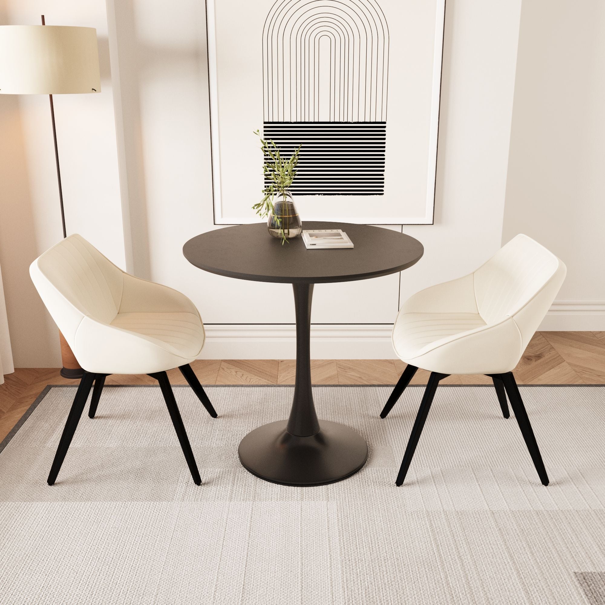 Round Dining Table Set With Tulip Design And 2 Chairs - Best Buy Furniture