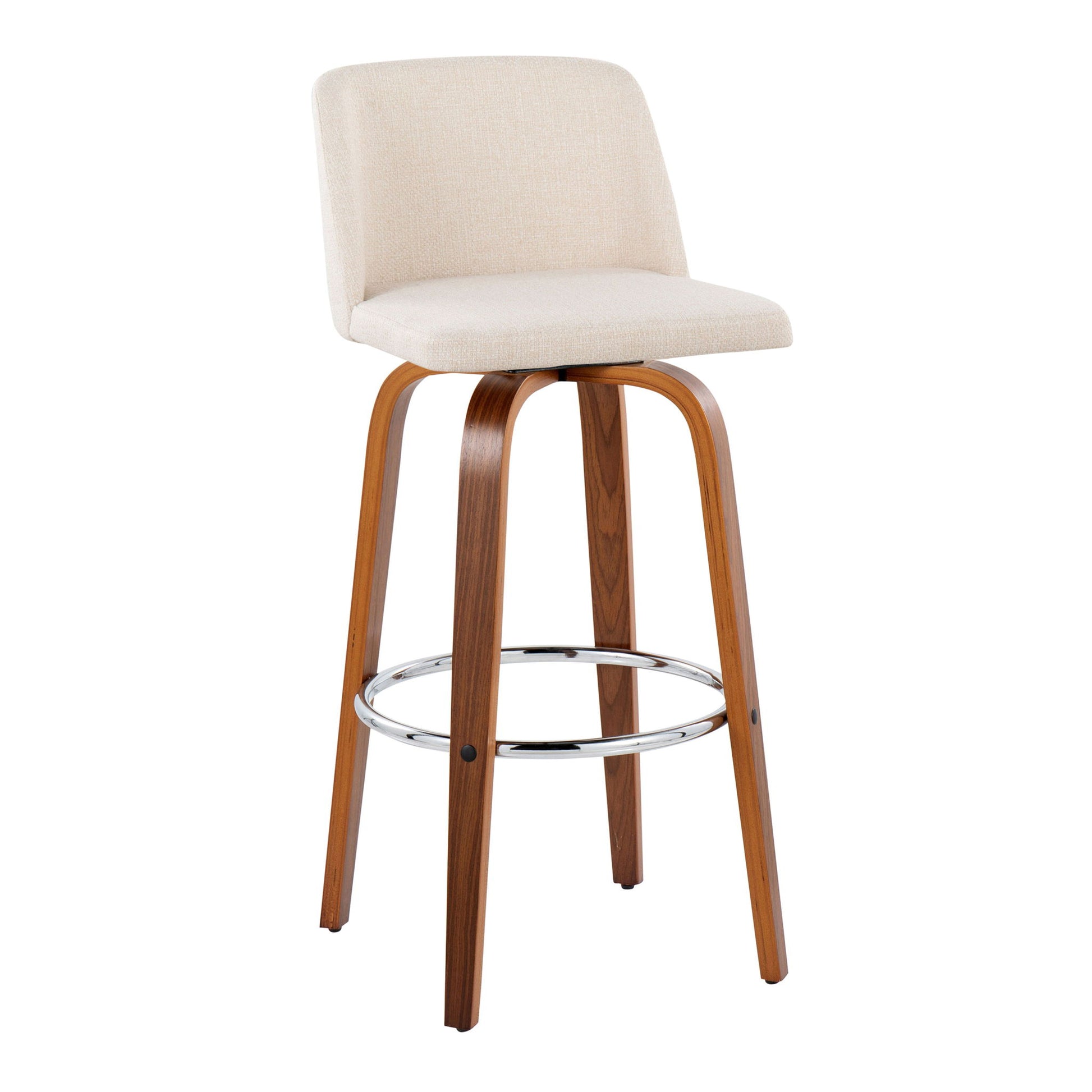 Toriano - Mid Century Modern Fixed Height, Barstool With Swivel With Round Footrest (Set of 2) - Best Buy Furniture