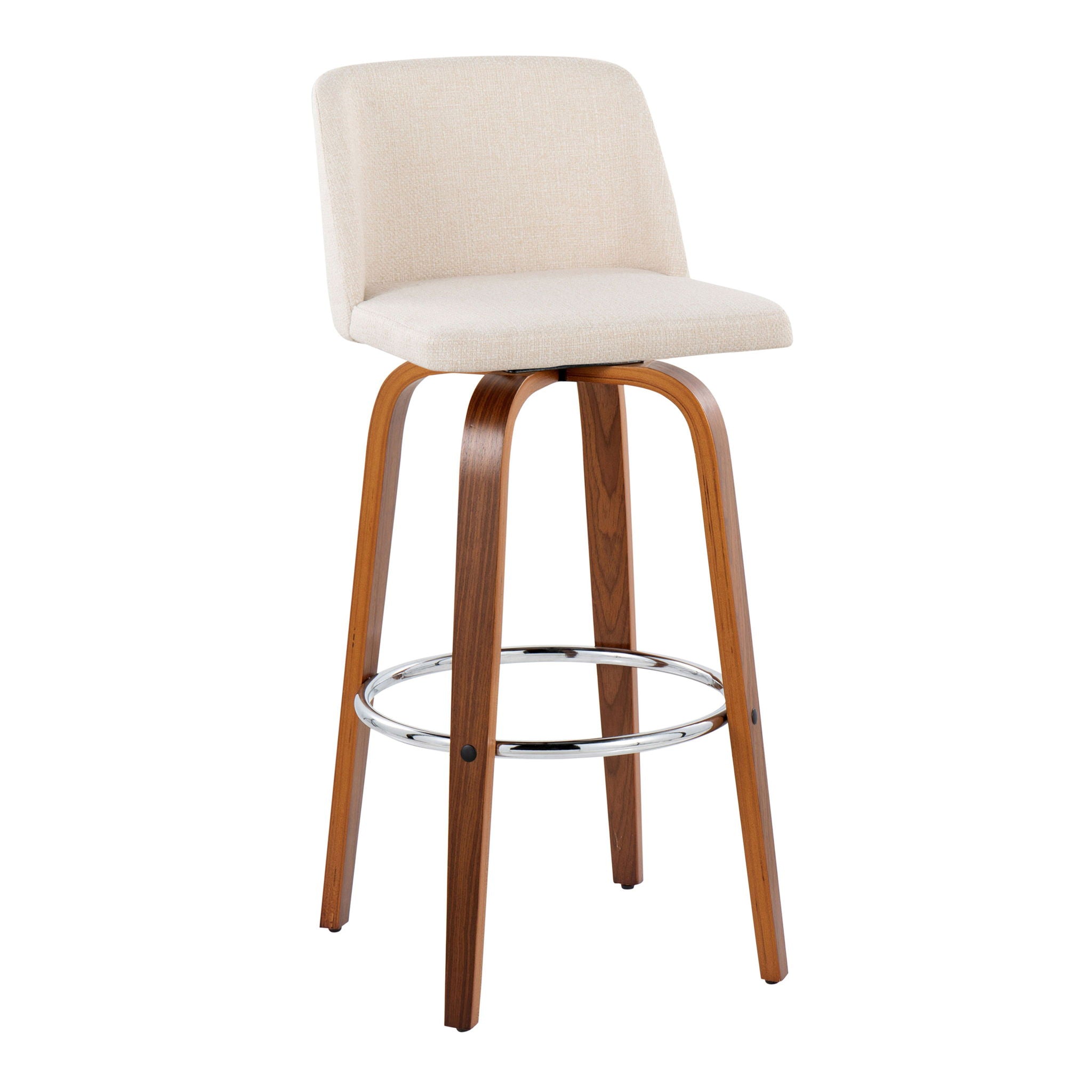 Toriano - Mid Century Modern Fixed Height, Barstool With Swivel With Round Footrest (Set of 2) - Best Buy Furniture