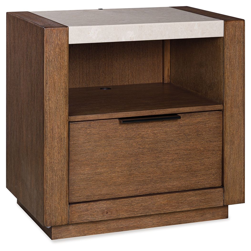 Hennington - One Drawer Night Stand - Medium Brown