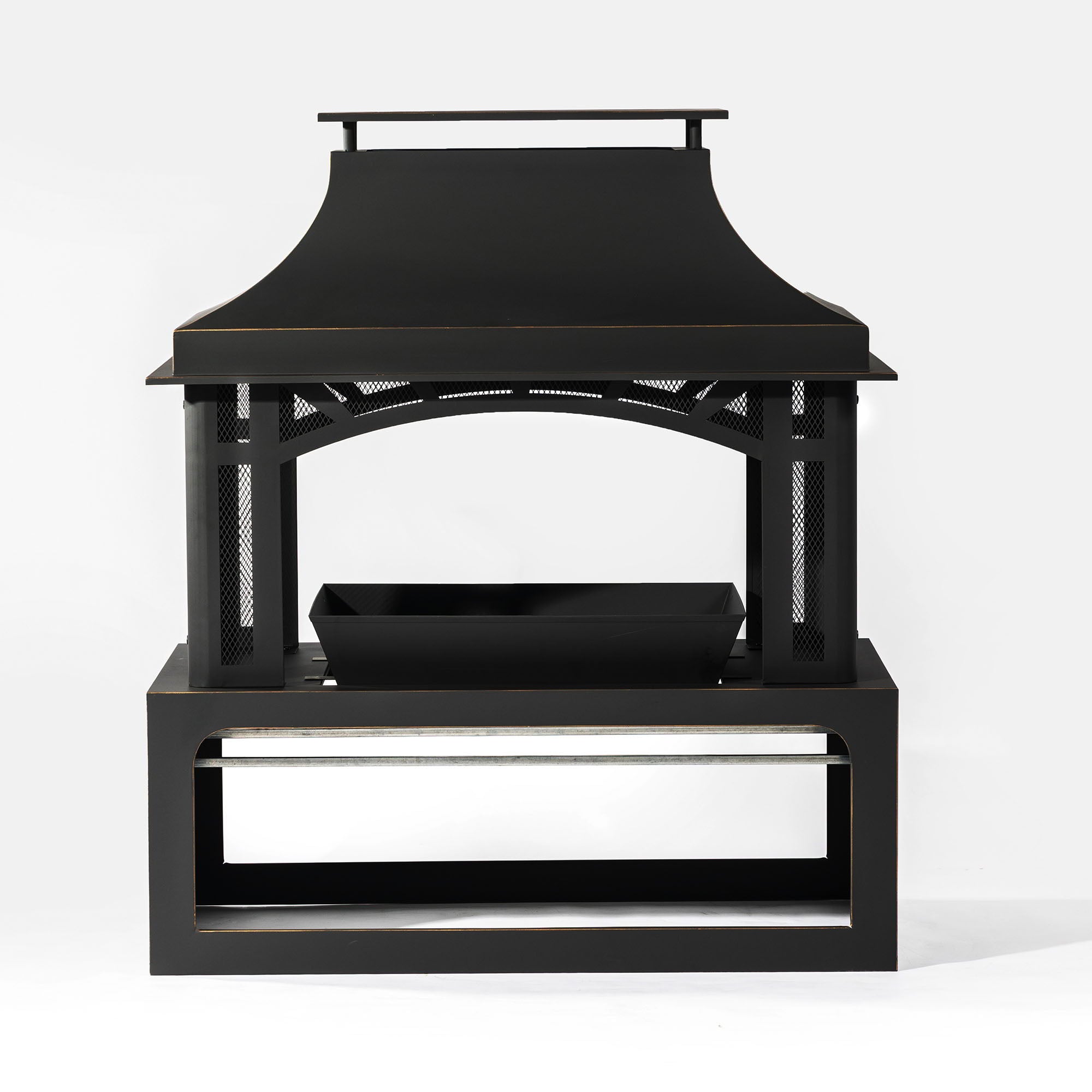 40" Wood Burning Fireplace, 50000 Btu Steel Fire Pit, Wood Burning Chimney For Outside Patio Deck Garden Backyard - Black - Best Buy Furniture