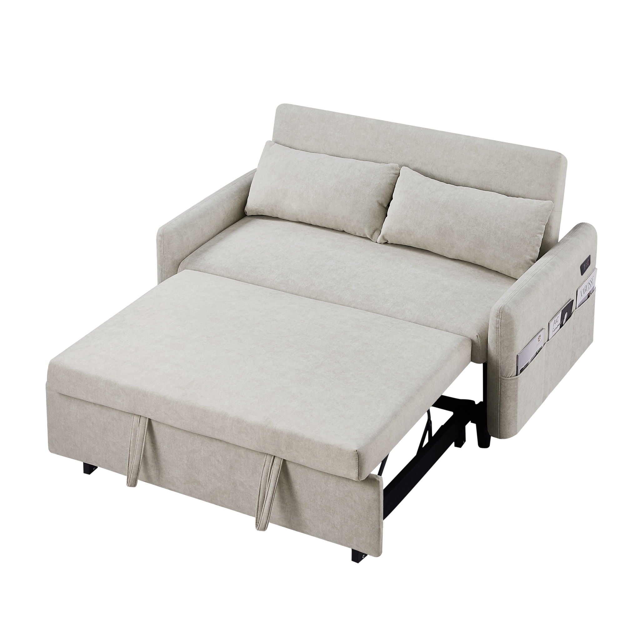 Pull Out Sleep Sofa Bed Loveseats Sofa Couch With Adjsutable Backrest, Storage Pockets, 2 Soft Pillows, USB Ports For Living Room, Bedroom, Apartment, Office - Best Buy Furniture