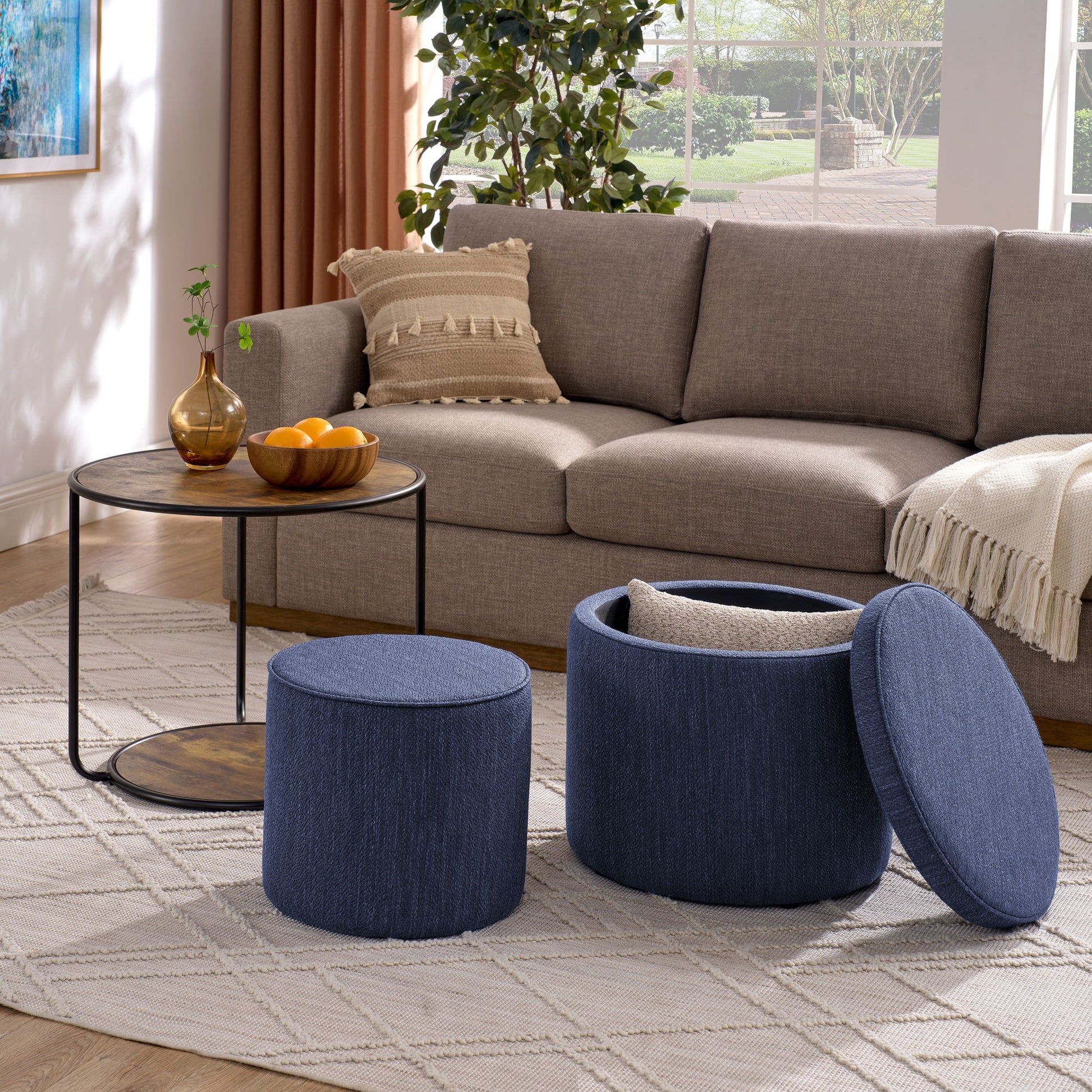 Multi Functional Ottoman And Table Set With Drum Stool - Best Buy Furniture