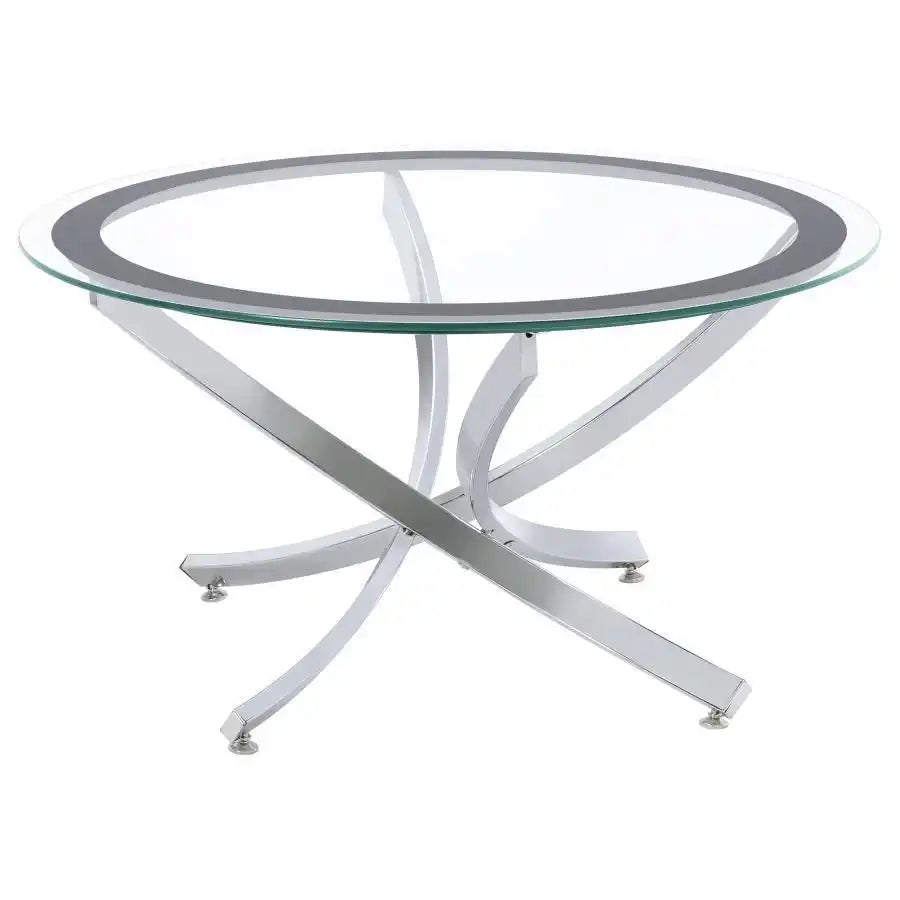Brooke - Round Glass Top Coffee Table Metal Base - Best Buy Furniture