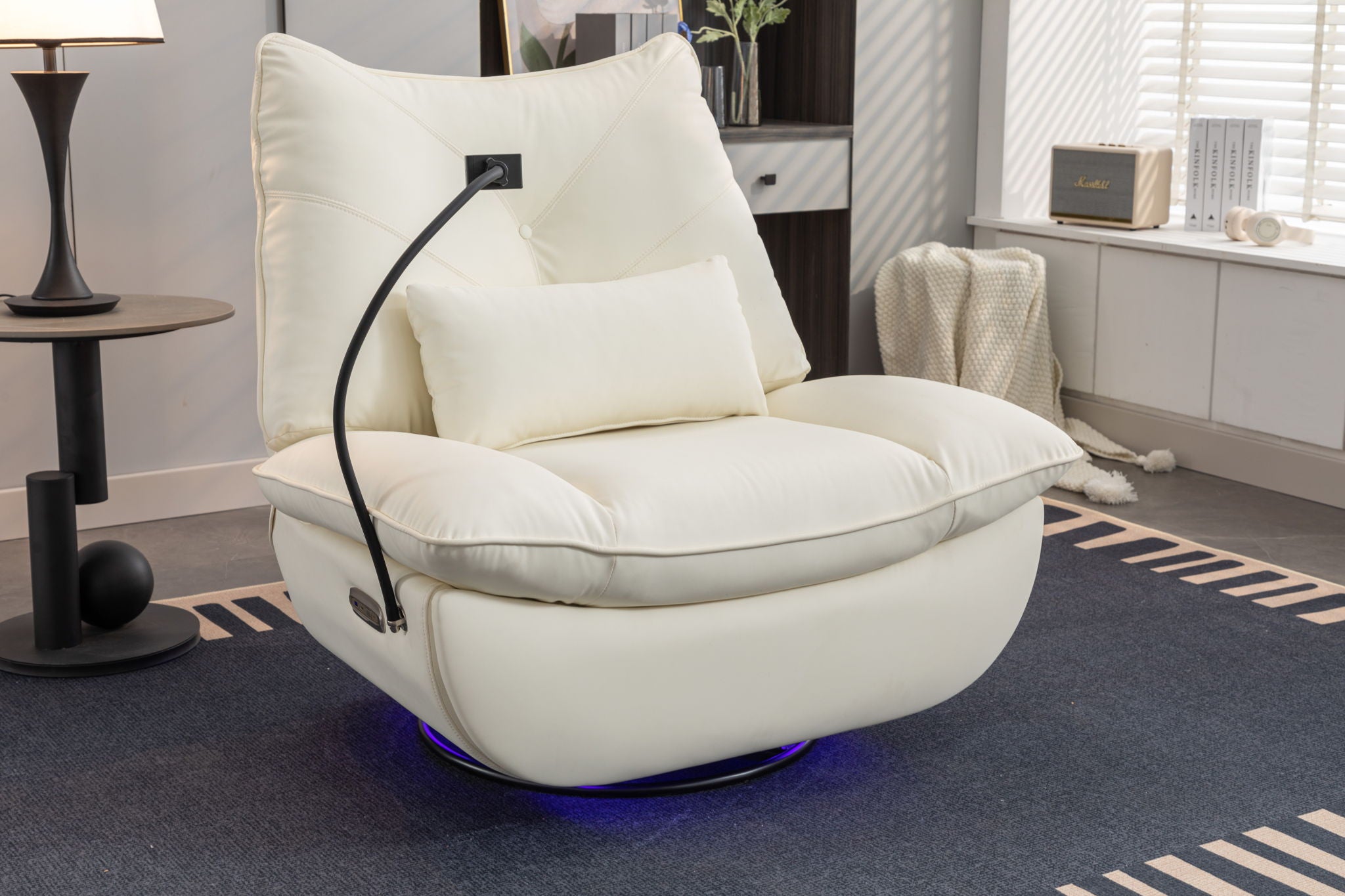 270 Swivel Glider Recliner Chair, Power Recliner Rocking Chair, USB Port Charge For Nursery Chair With Atmosphere Lamp For Living Room Bedroom Apartment - Best Buy Furniture