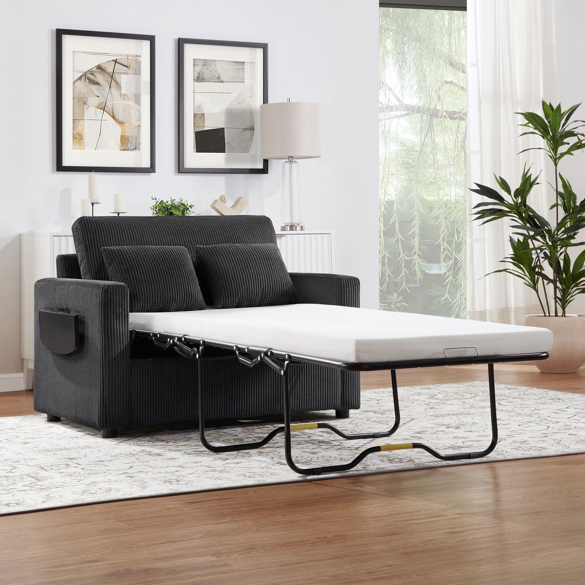 Sleeper Sofa With Foldable Mattress, USB Ports, Side Table & Storage Pocket - Best Buy Furniture