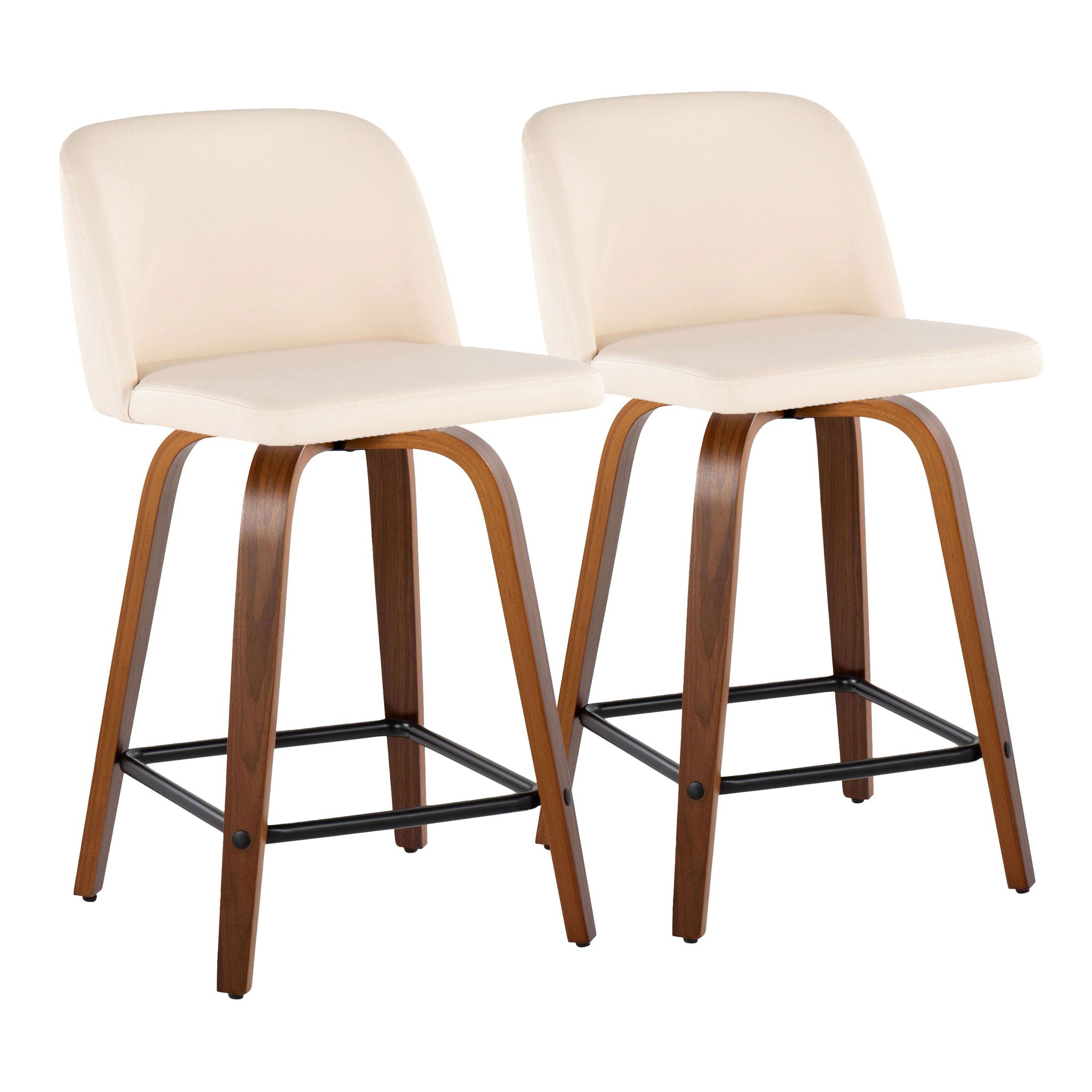 Toriano - Mid Century Modern Fixed Height Counter Stool With Swivel With Square Footrest (Set of 2) - Best Buy Furniture