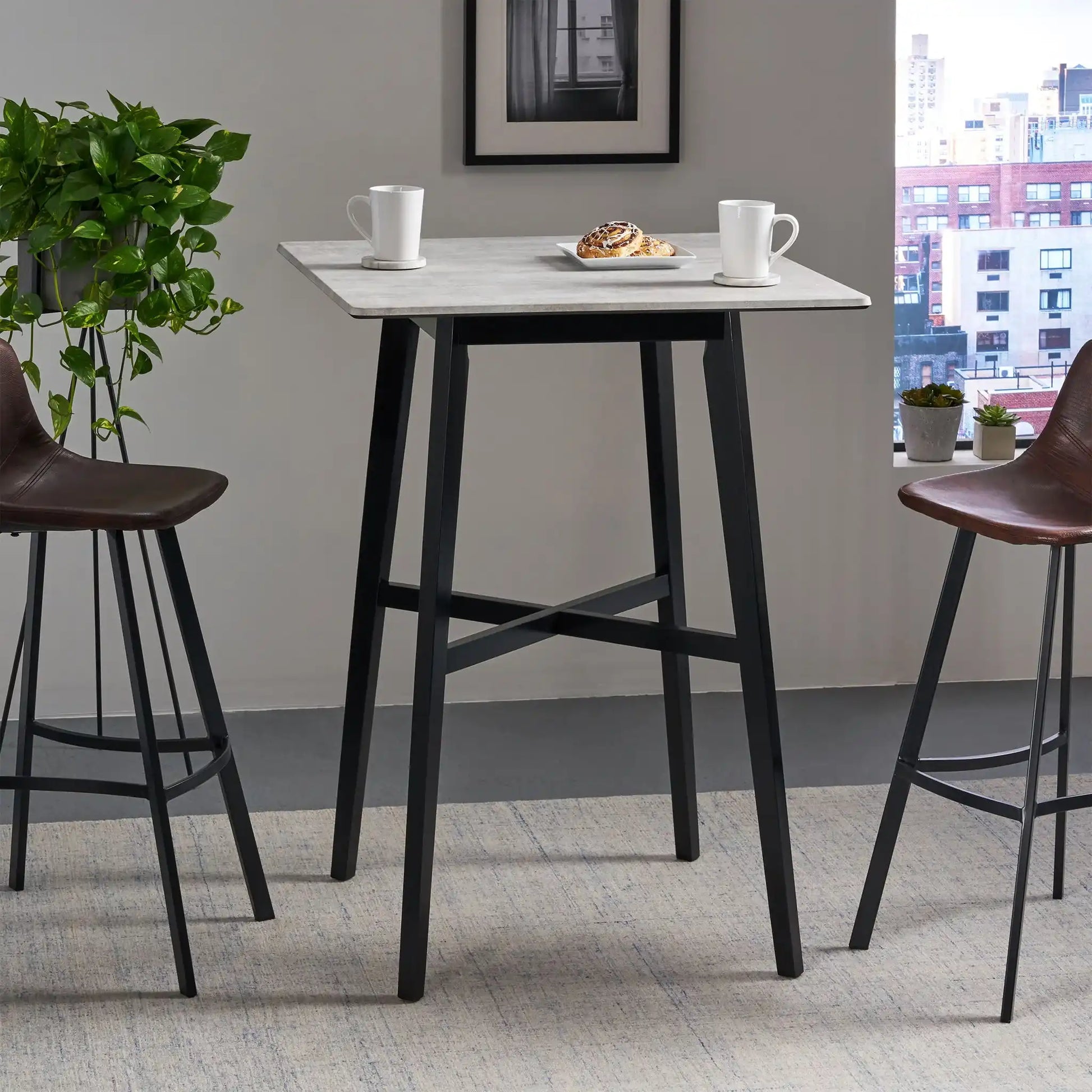 Modern Bar Height Dining Table, Rubberwood Legs And Laminate Table Top - Best Buy Furniture
