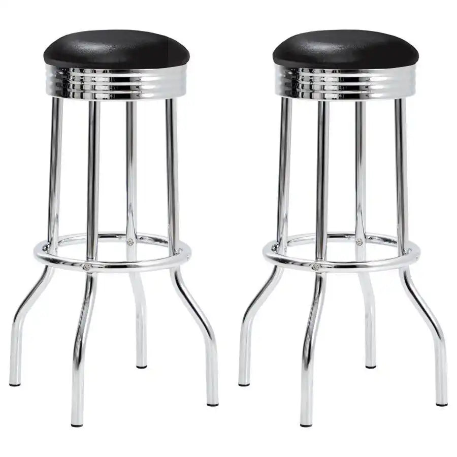 Retro - Upholstered Metal Swivel Bar Stool (Set of 2) - Best Buy Furniture