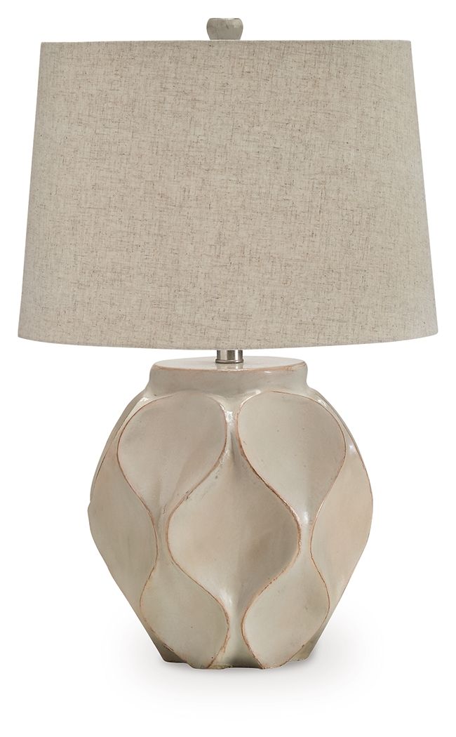 Edselham - Paper Table Lamp - Distressed Cream - Best Buy Furniture