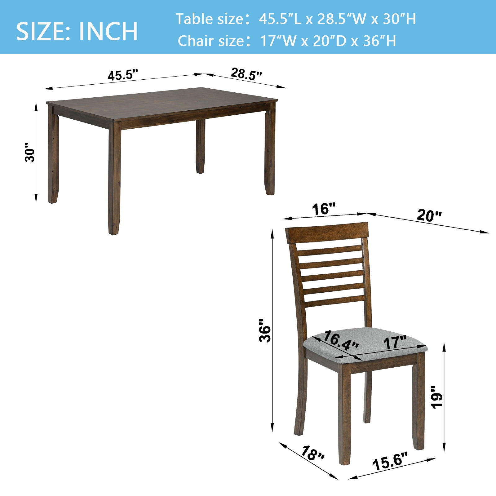 5 Pieces Modern Dining Set, Rectangular Wooden Dining Table With 4 Upholstered Chairs - Best Buy Furniture