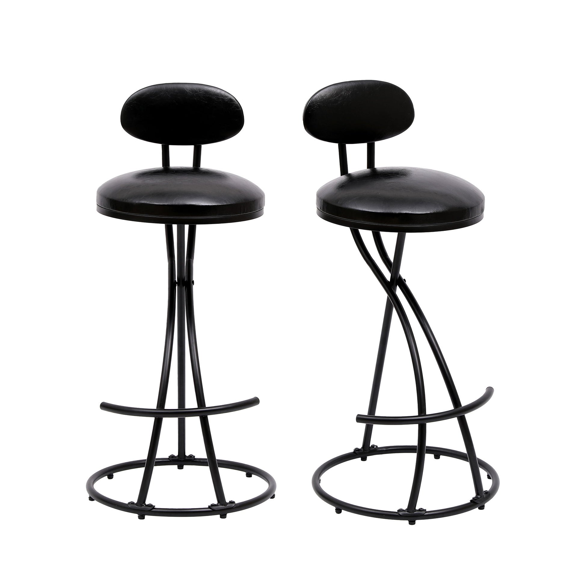 Bar Stools Upholstered Counter Height Barstools For Kitchen Island Modern PU Leather Dining Chairs With Footrest (Set of 2) - Best Buy Furniture