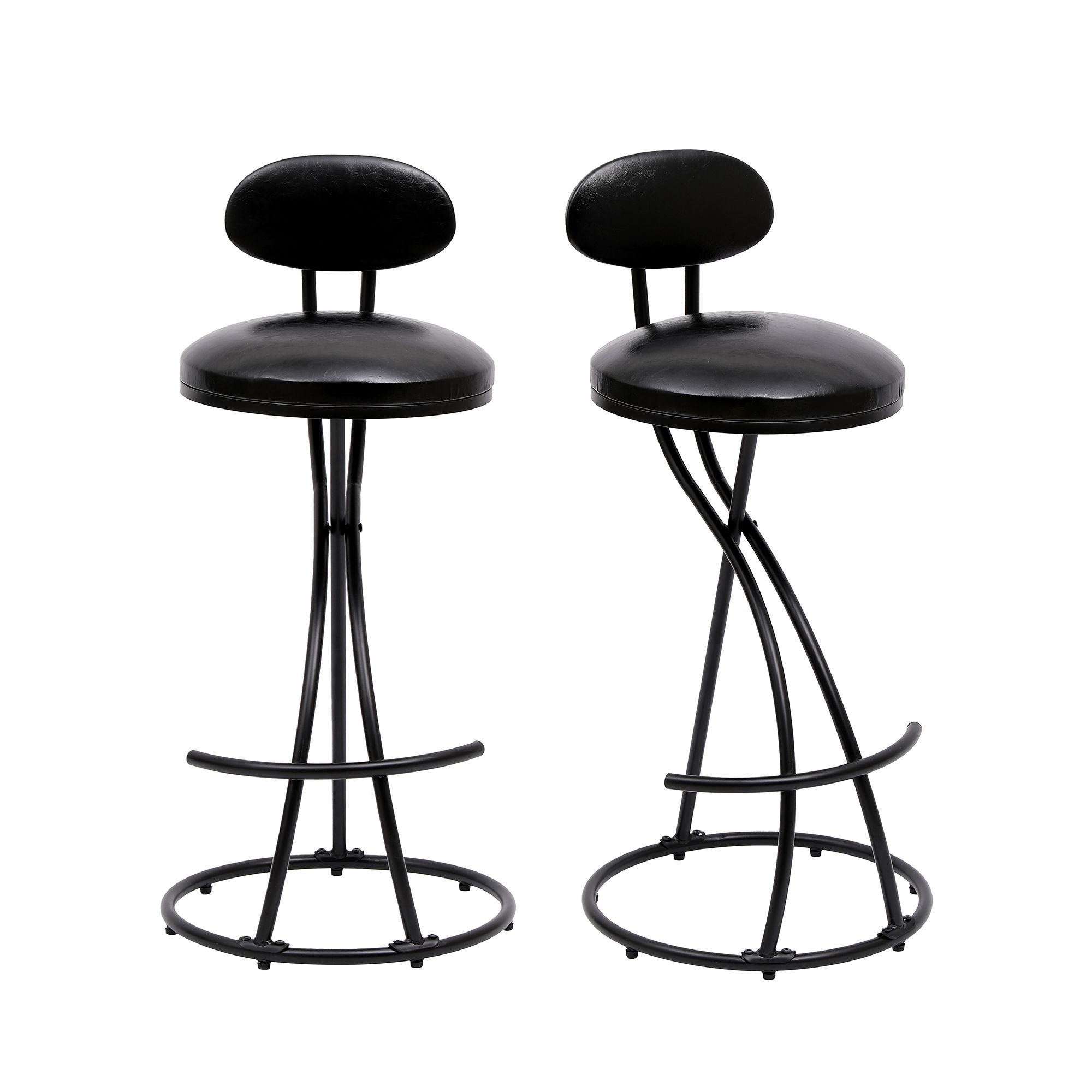 Bar Stools Upholstered Counter Height Barstools For Kitchen Island Modern PU Leather Dining Chairs With Footrest (Set of 2) - Best Buy Furniture