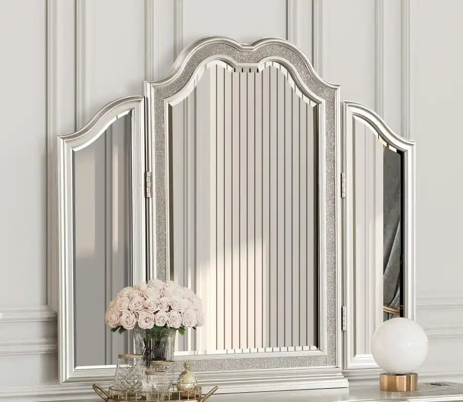 Evangeline - Tri - Fold Vanity Mirror - Silver Oak - Best Buy Furniture