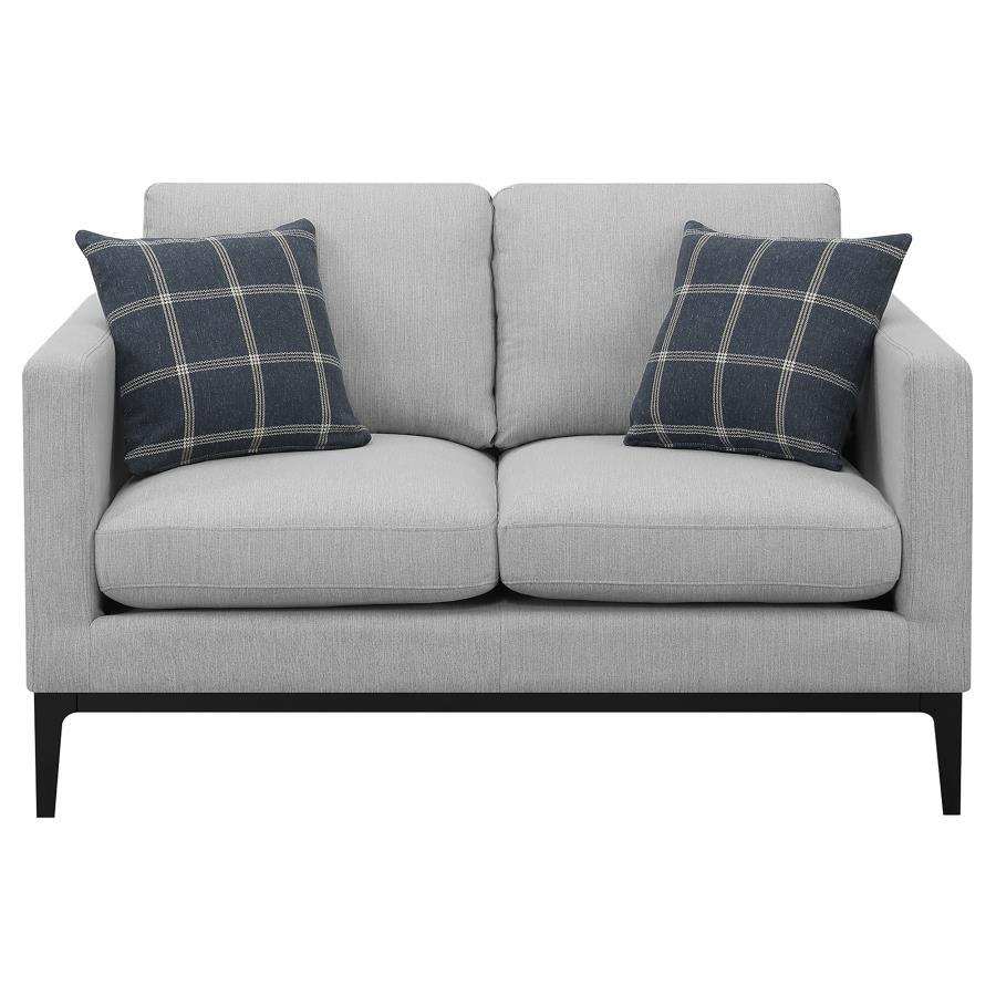 Apperson - Upholstered Track Arm Loveseat - Light Gray - Best Buy Furniture