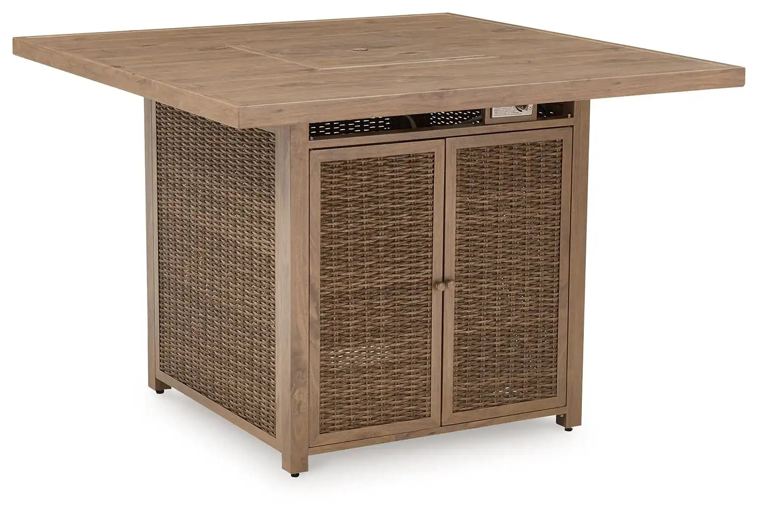 Walton Bridge - Square Bar Table W/Fire Pit - Driftwood - Best Buy Furniture
