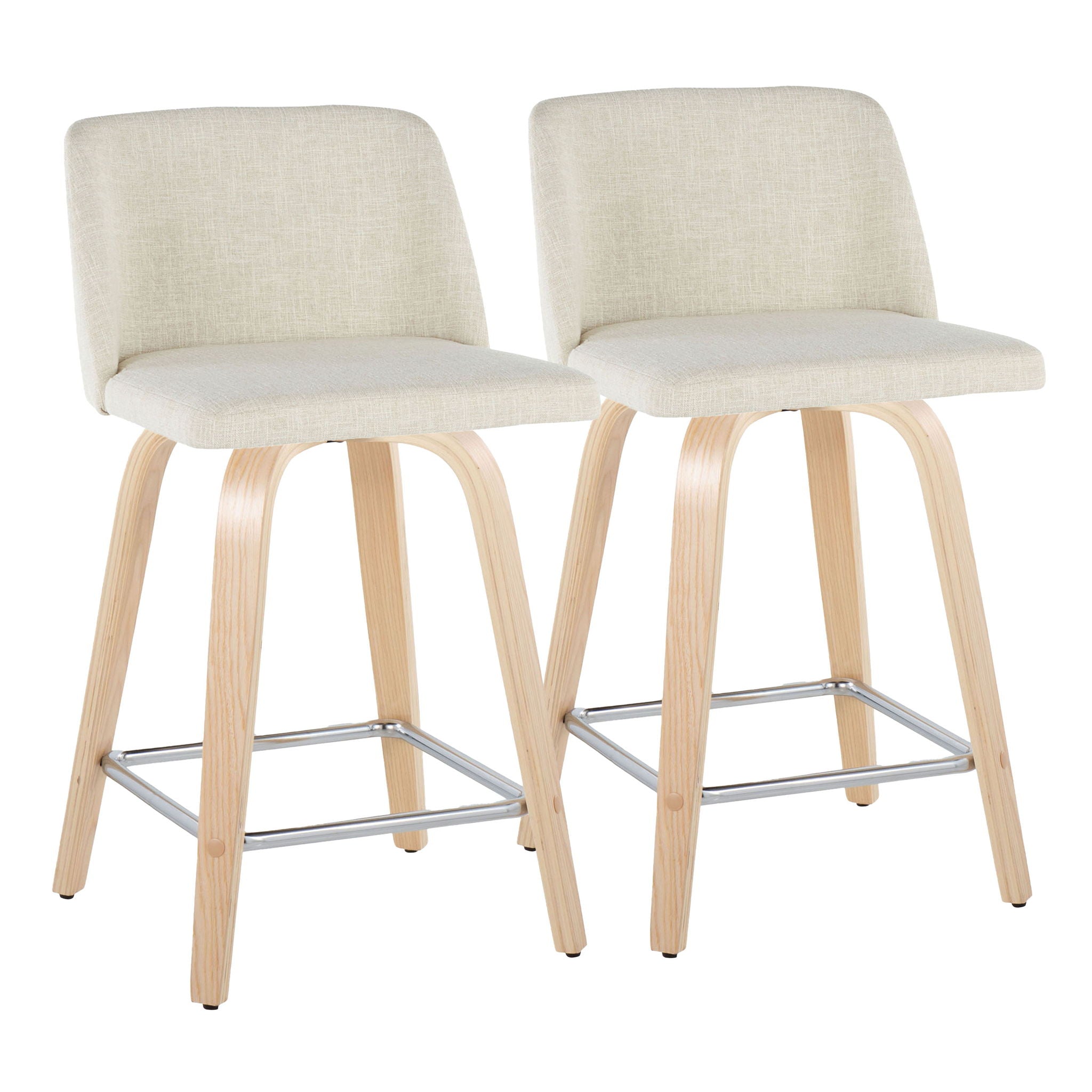 Toriano - Contemporary Fixed Height Counter Stool Swivel With Square Footrest (Set of 2) - Best Buy Furniture