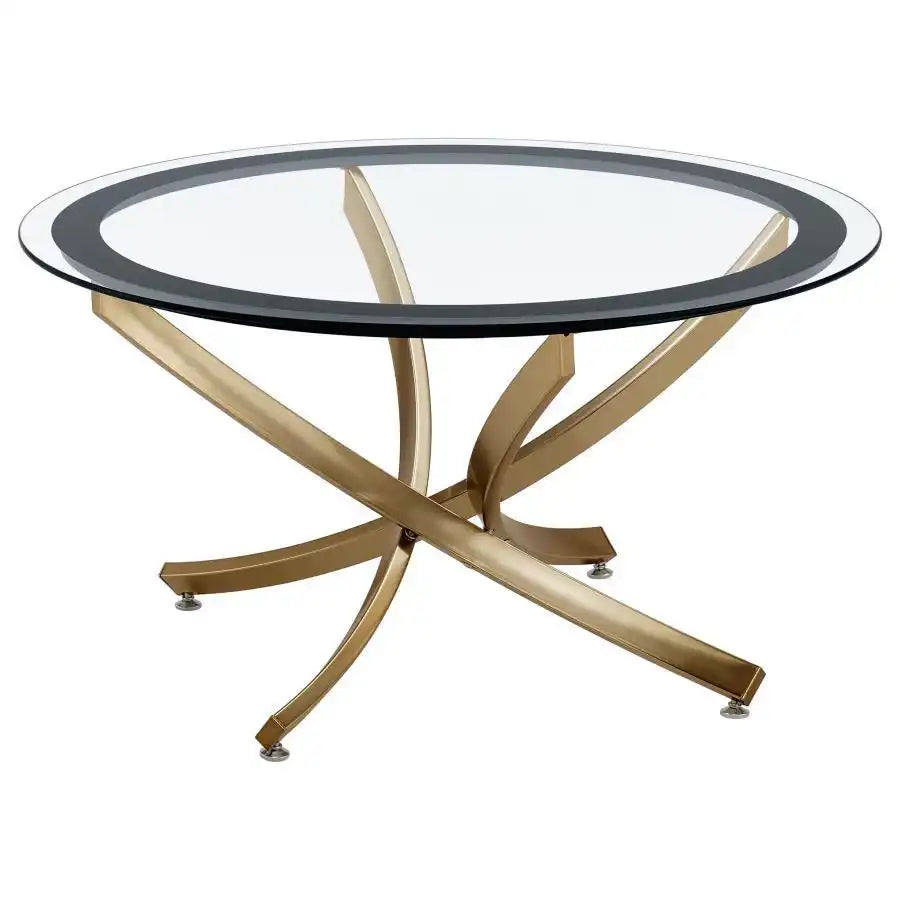 Brooke - Round Glass Top Coffee Table Metal Base - Best Buy Furniture