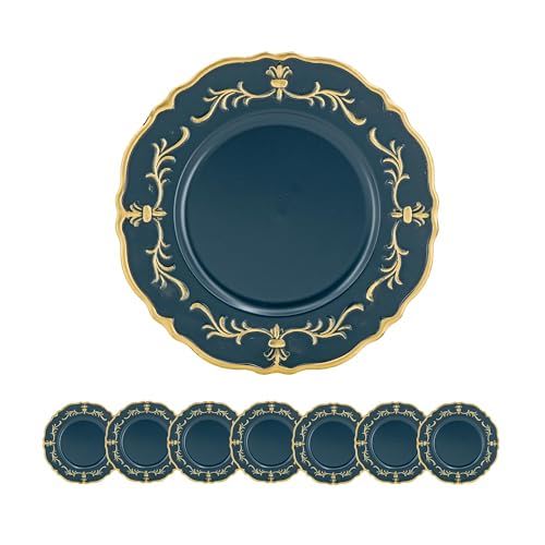 Plastic Charger Plate (Set of 8) - Blue / Gold / Polypropylene - Best Buy Furniture