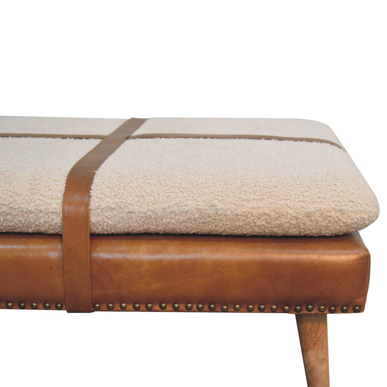 Buffalo - Large Square Hide Leather Footstool - Brown - Best Buy Furniture