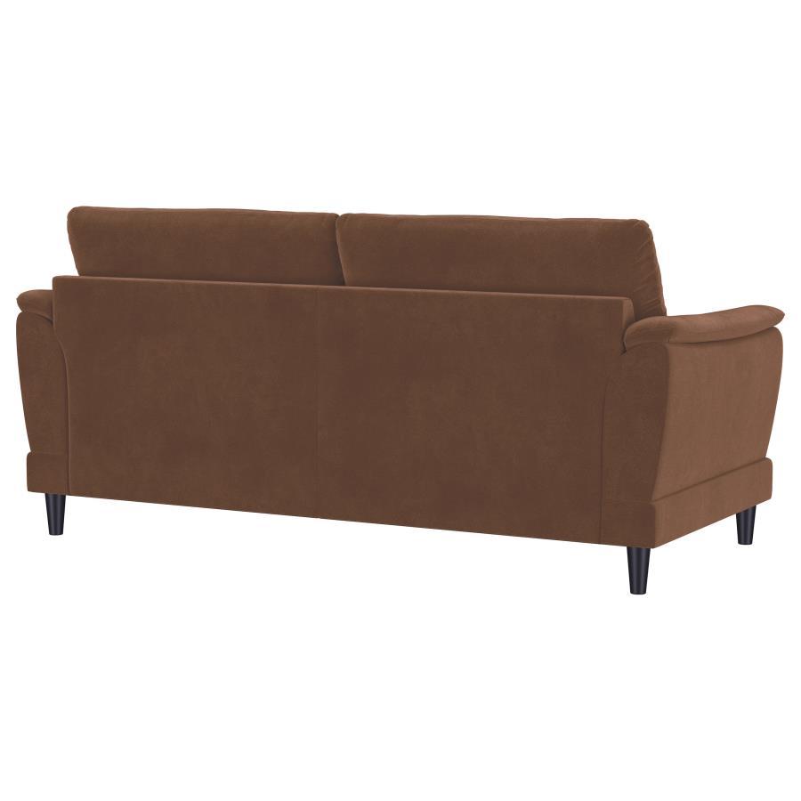 Selma - Velvet Upholstered Crescent Arm Sofa - Rust - Best Buy Furniture