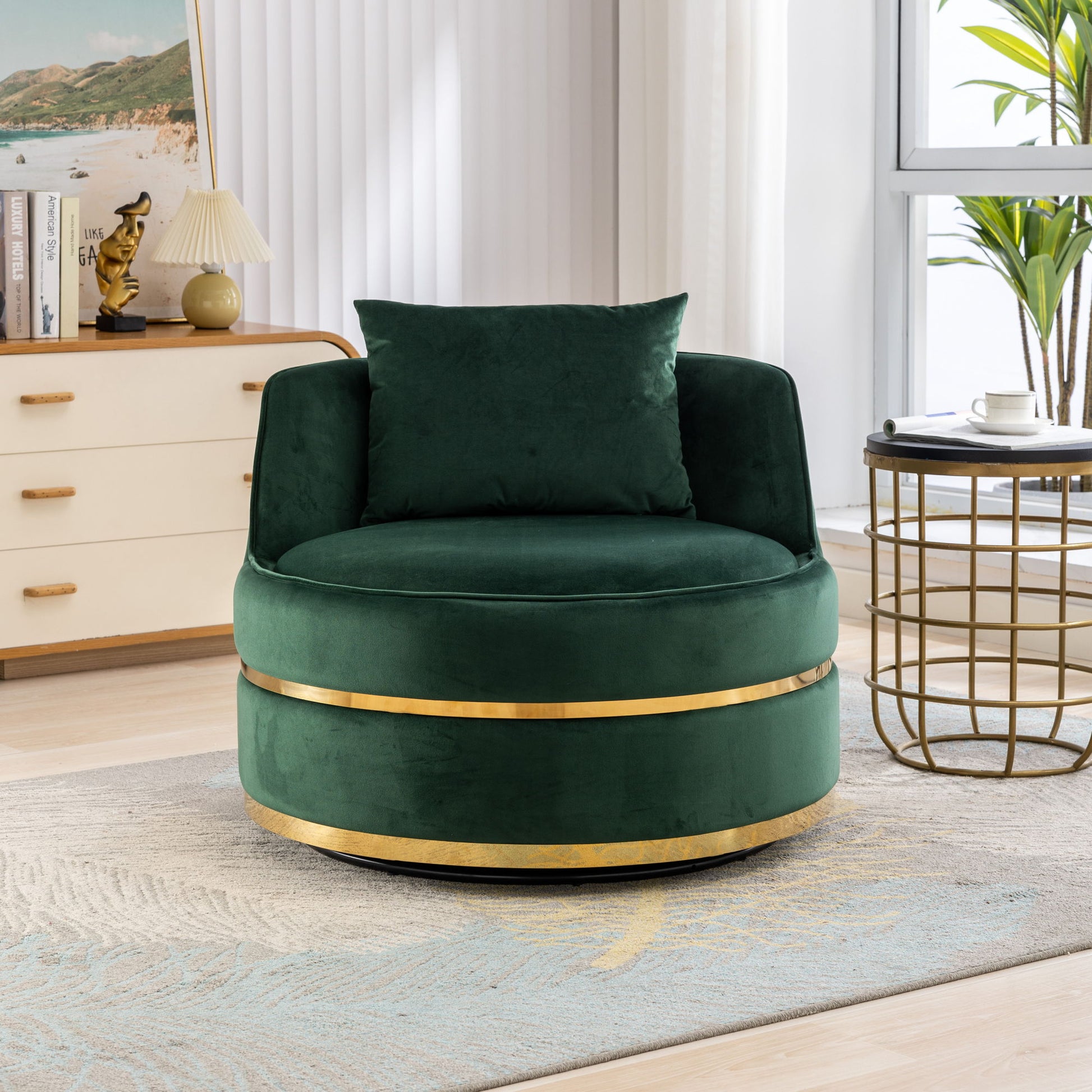 360 Degree Swivel Over Sized Upholstered Barrel Chair - Best Buy Furniture