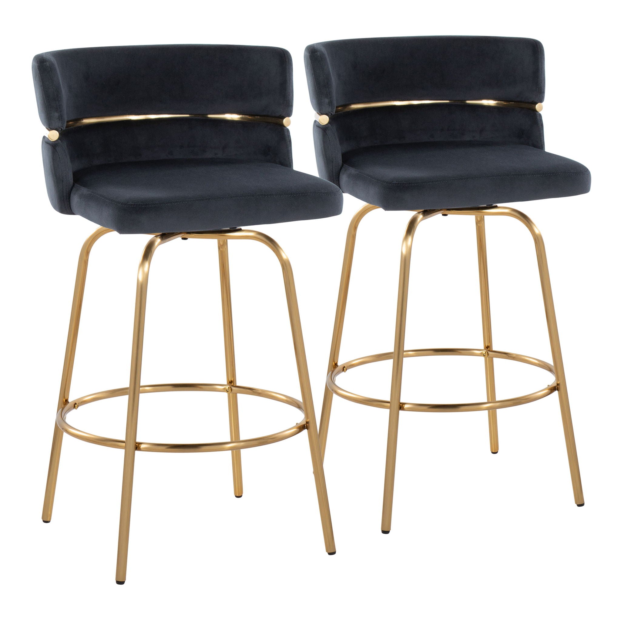 Cinch - Glam / Art Deco Fixed Height Counter Stool With Swivel With Round Footrest (Set of 2) - Best Buy Furniture