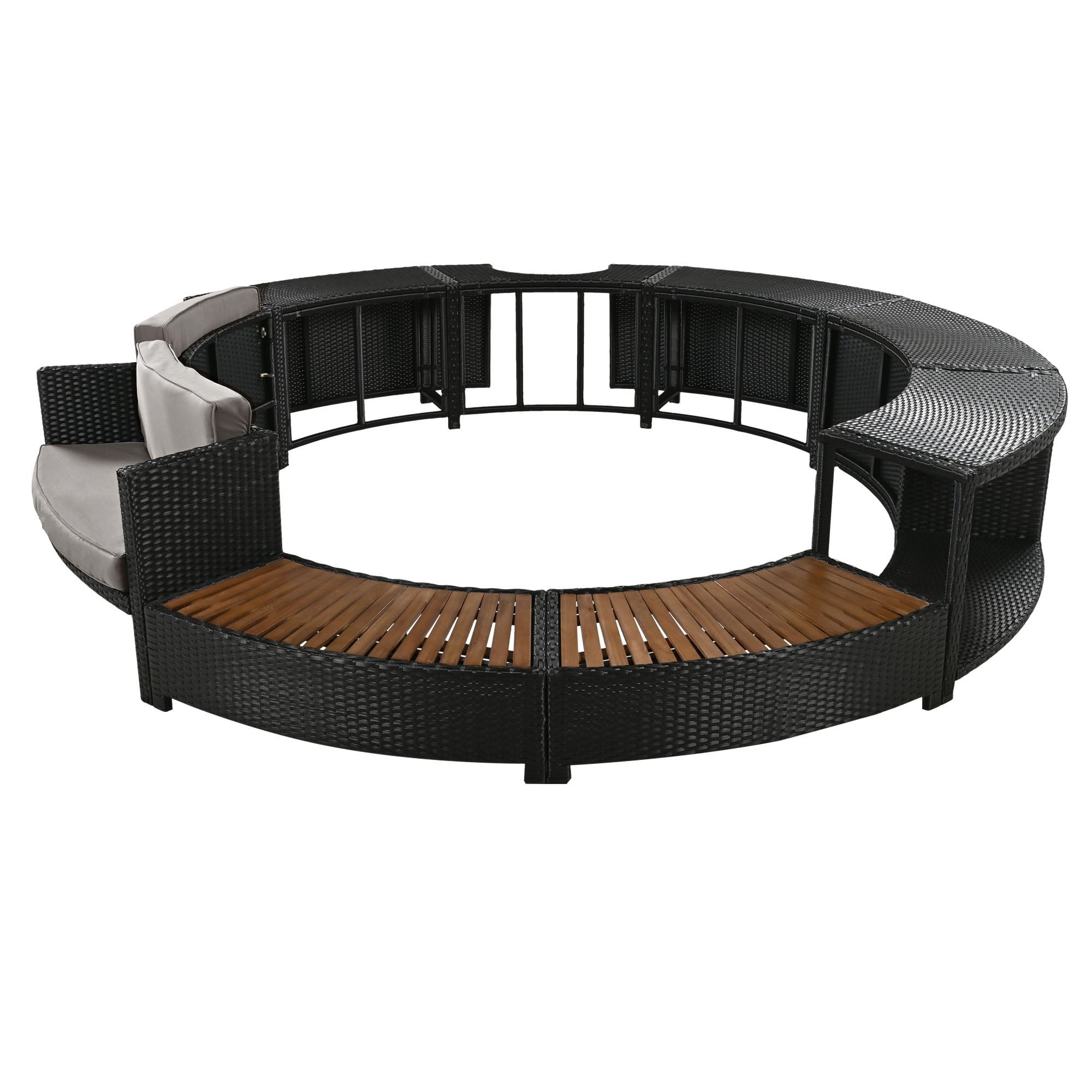 Spa Surround Spa Frame Patio Rattan Sofa Set With Storage Spaces, Mini Sofa And Comfortable Cushion For Patio, Backyard - Best Buy Furniture