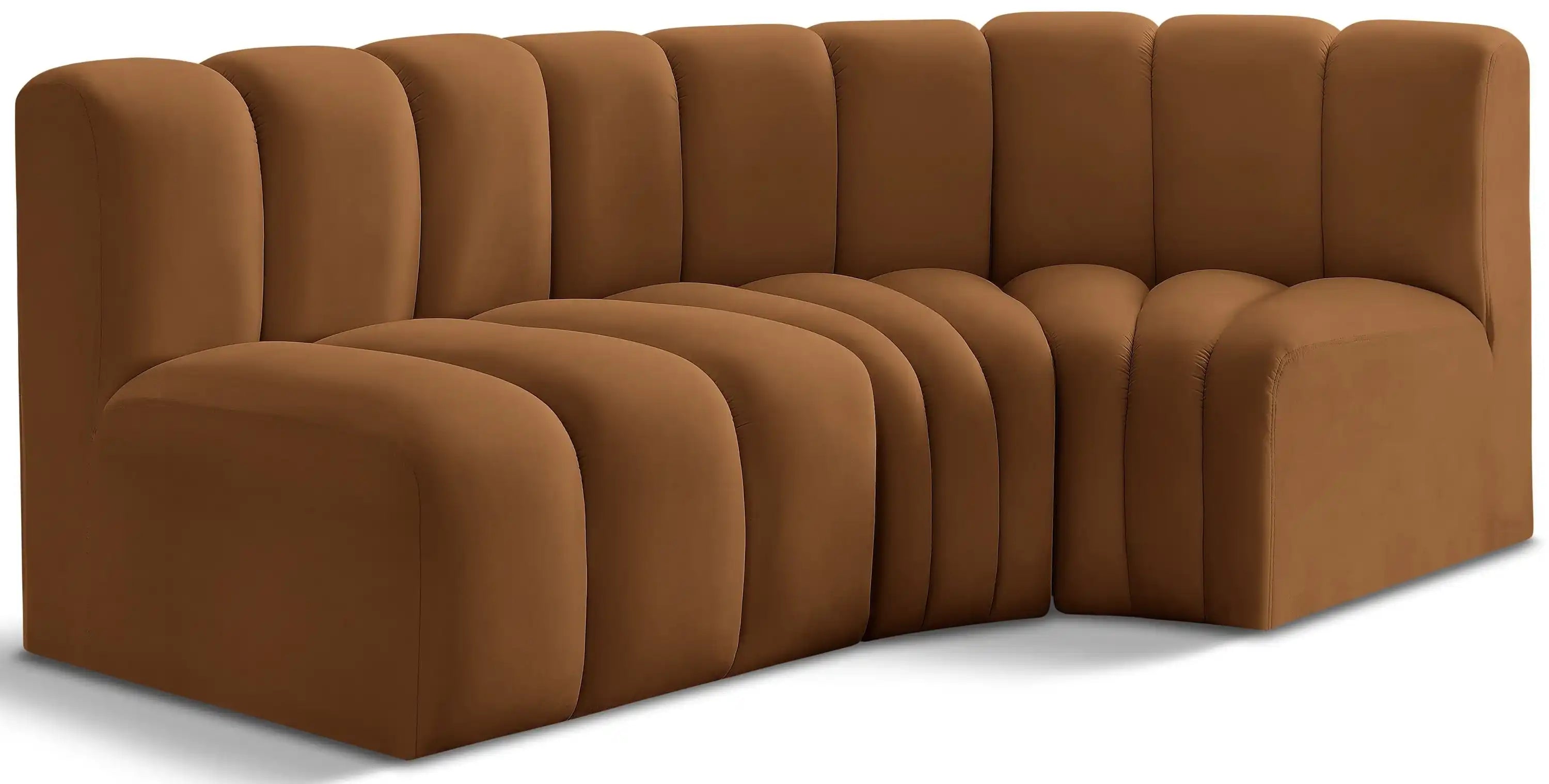 Arc - Velvet 3 Piece Sofa - Saddle - Best Buy Furniture