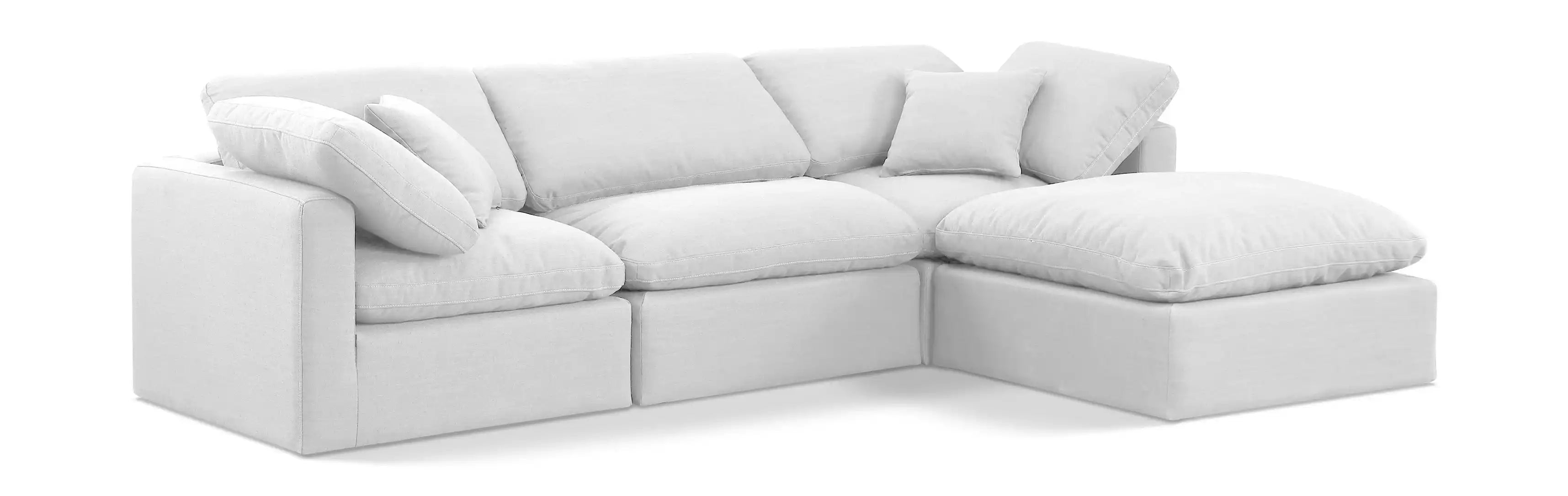Indulge - Linen 4 Piece Modular Sectional With Chaise - White - Best Buy Furniture