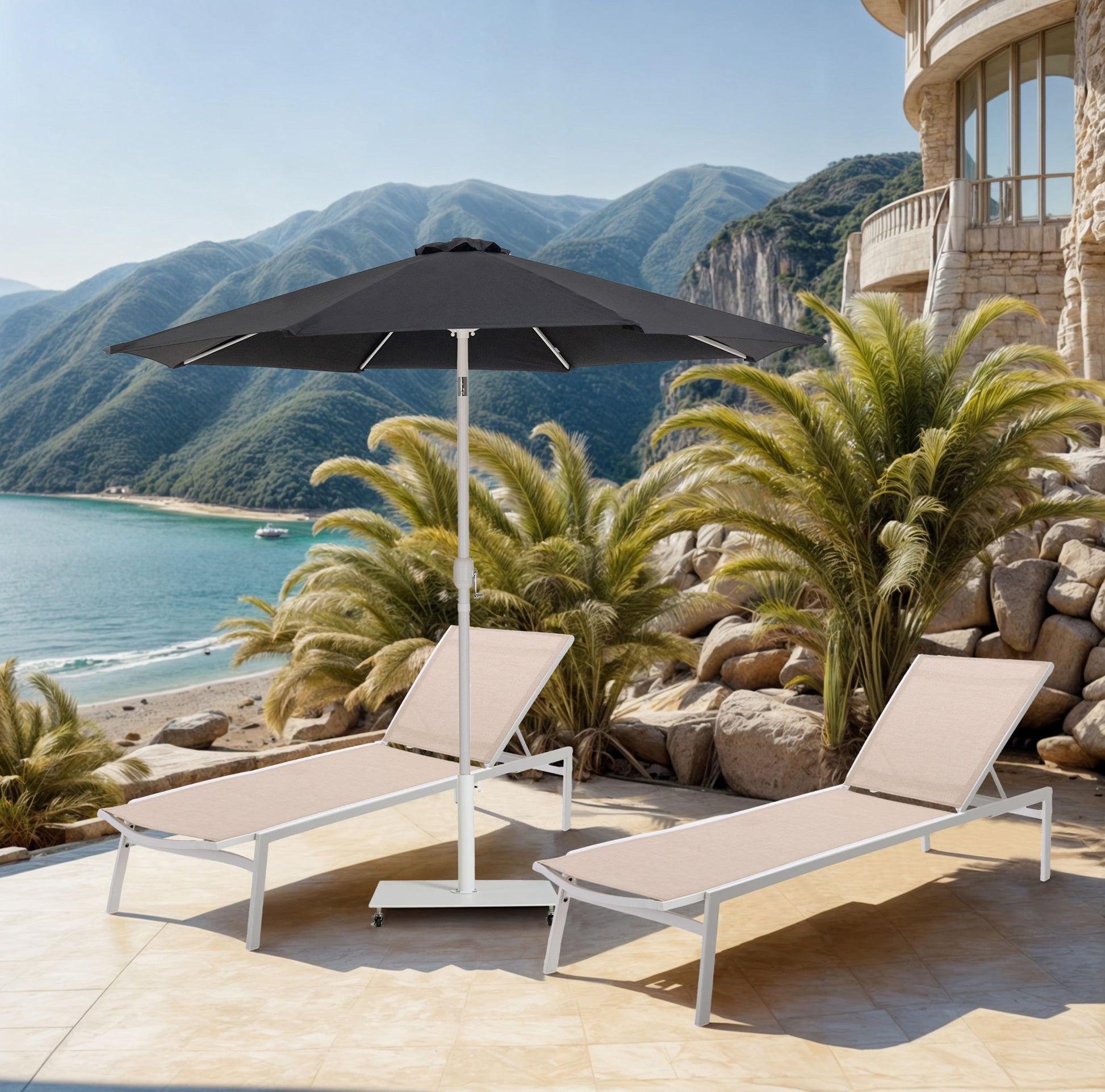 Fiji - Aluminum Patio Umbrella With Square White Base - Best Buy Furniture