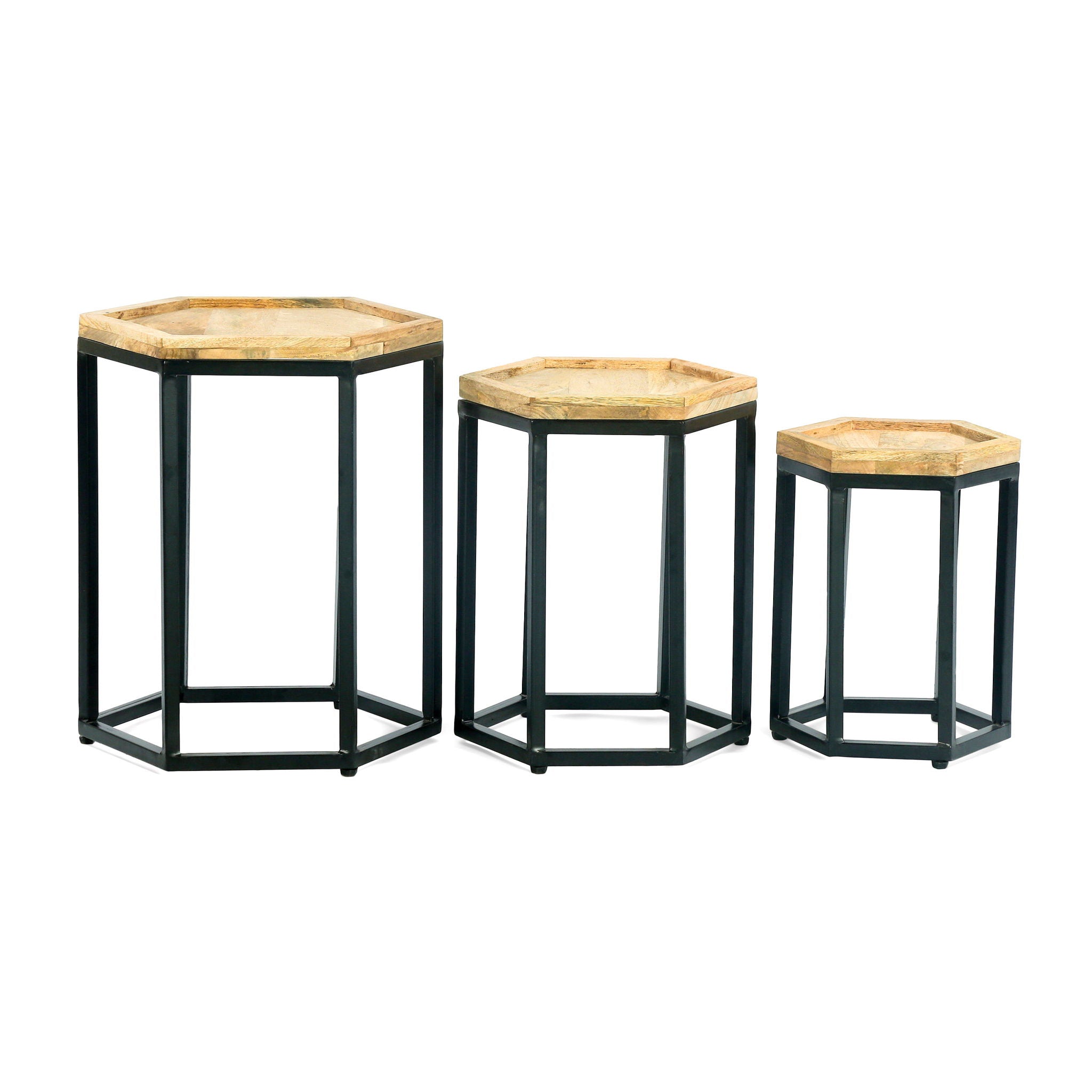 Modern Industrial End Table (Set of 3) - Black / Natural - Best Buy Furniture