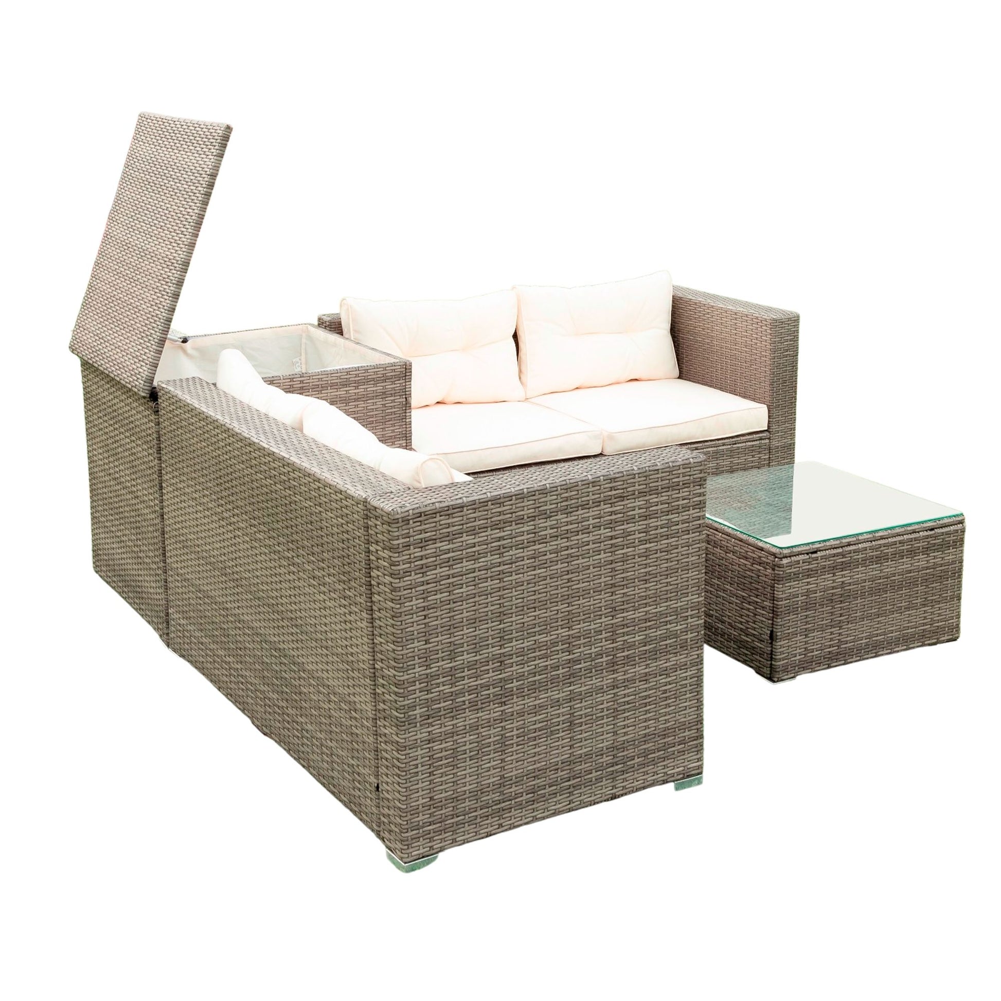4 Piece Patio Sectional Wicker Rattan Outdoor Furniture Sofa Set With Storage Box - Best Buy Furniture