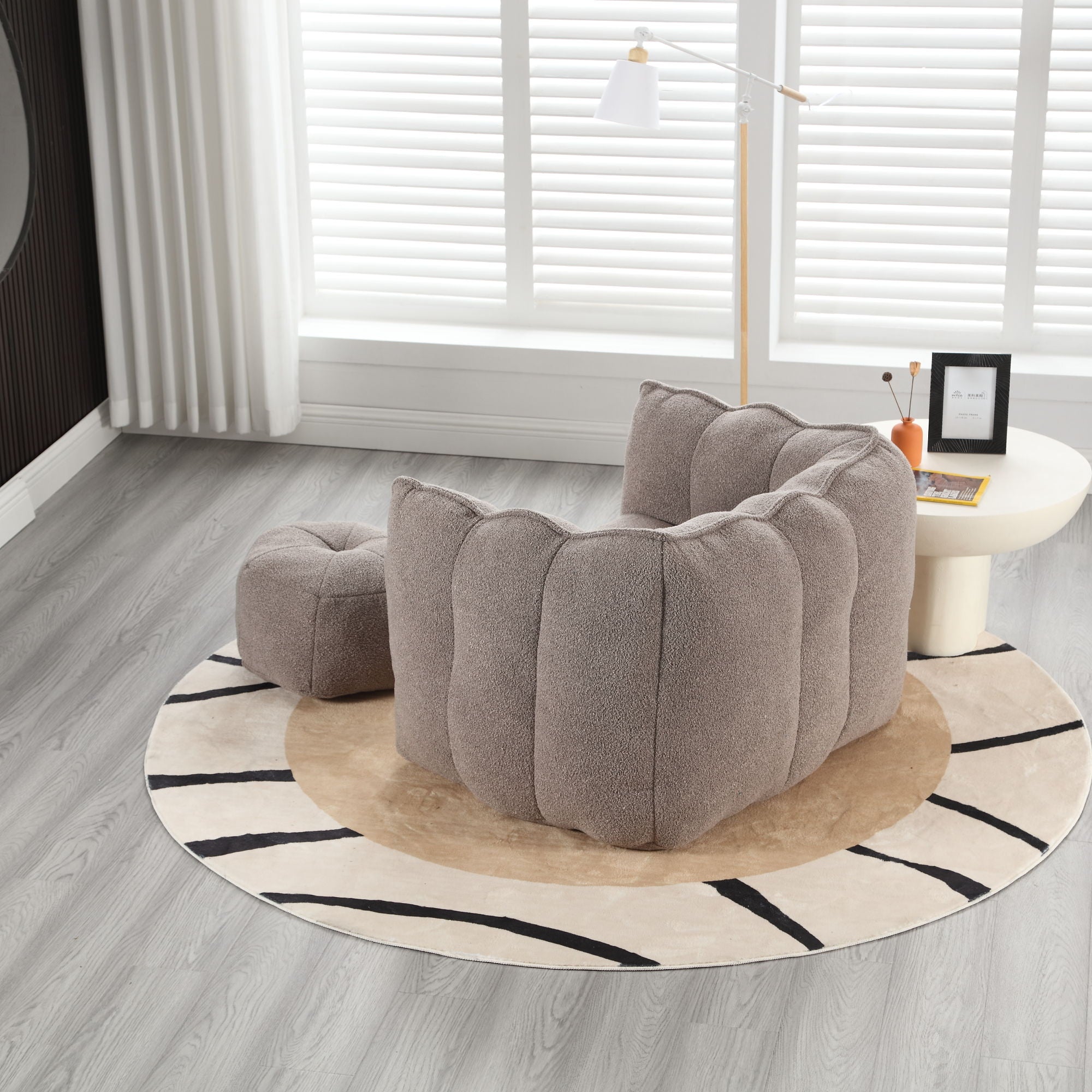 Soft Chenille Bean Bag Chair With High Resilient Foam