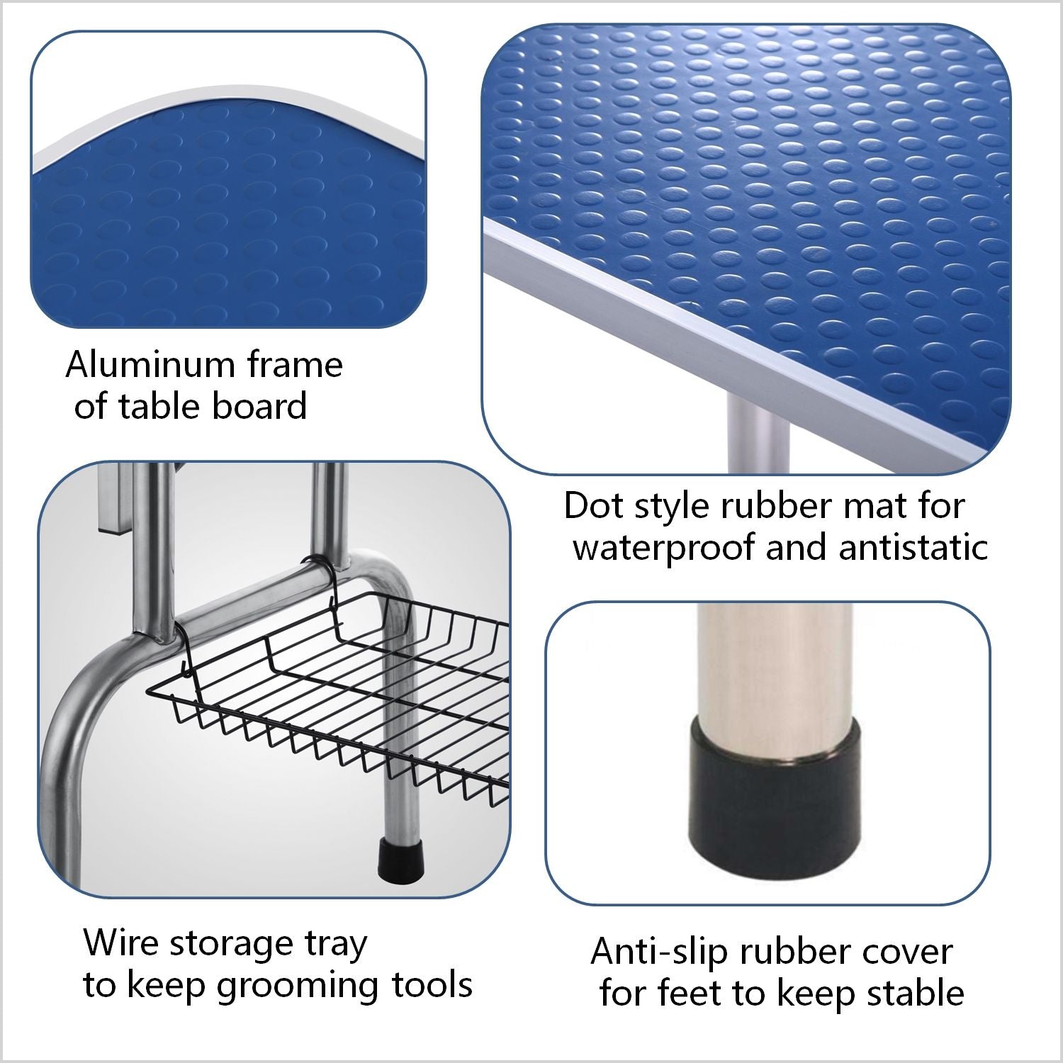Folding Dog Pet Grooming Table Stainless Steel Frame Rubber Mat On Board With Adjustable Arm And Clamps Pet Dog Cat Grooming Table - Best Buy Furniture