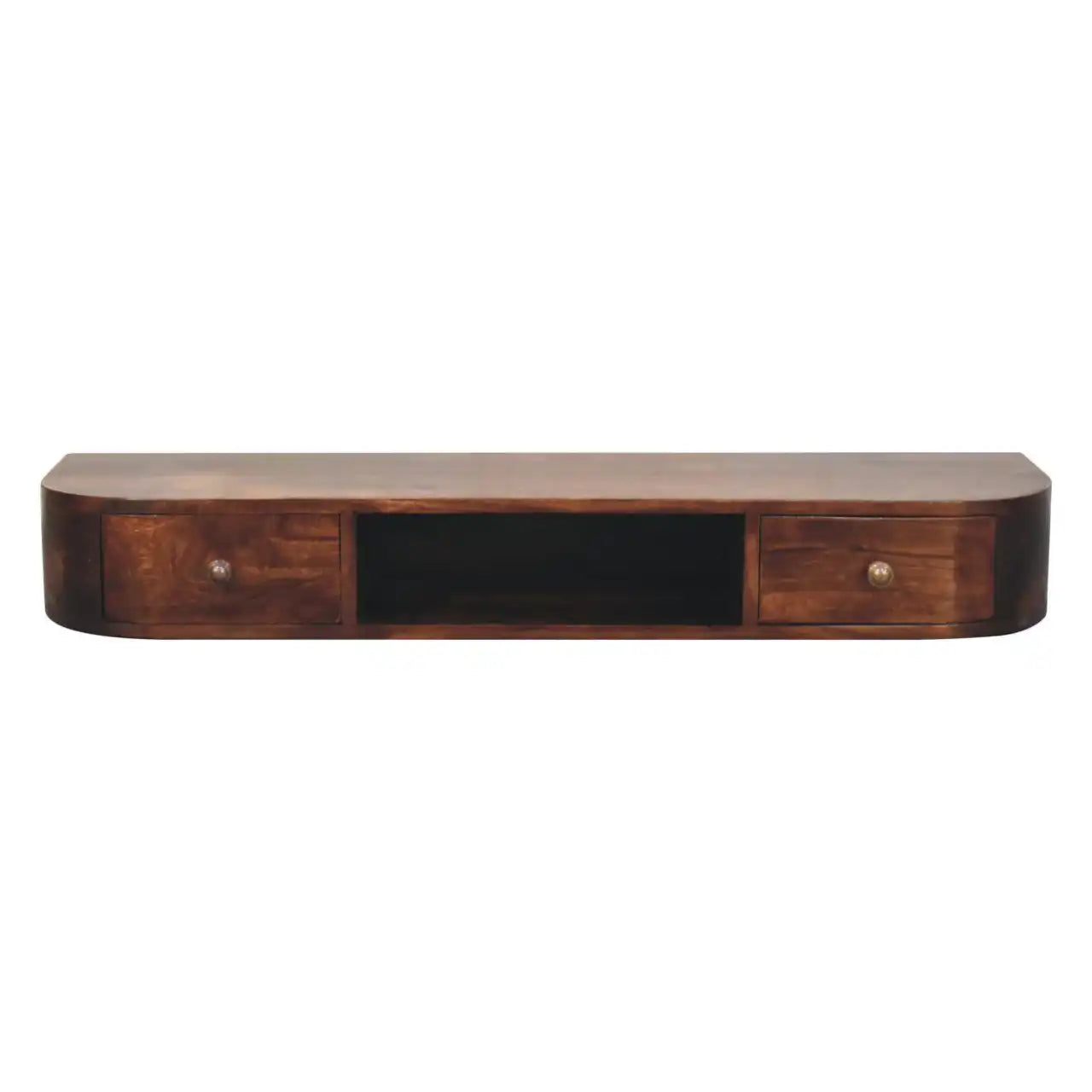 Lunar - Floating Console With 2 Drawer - Chestnut - Best Buy Furniture