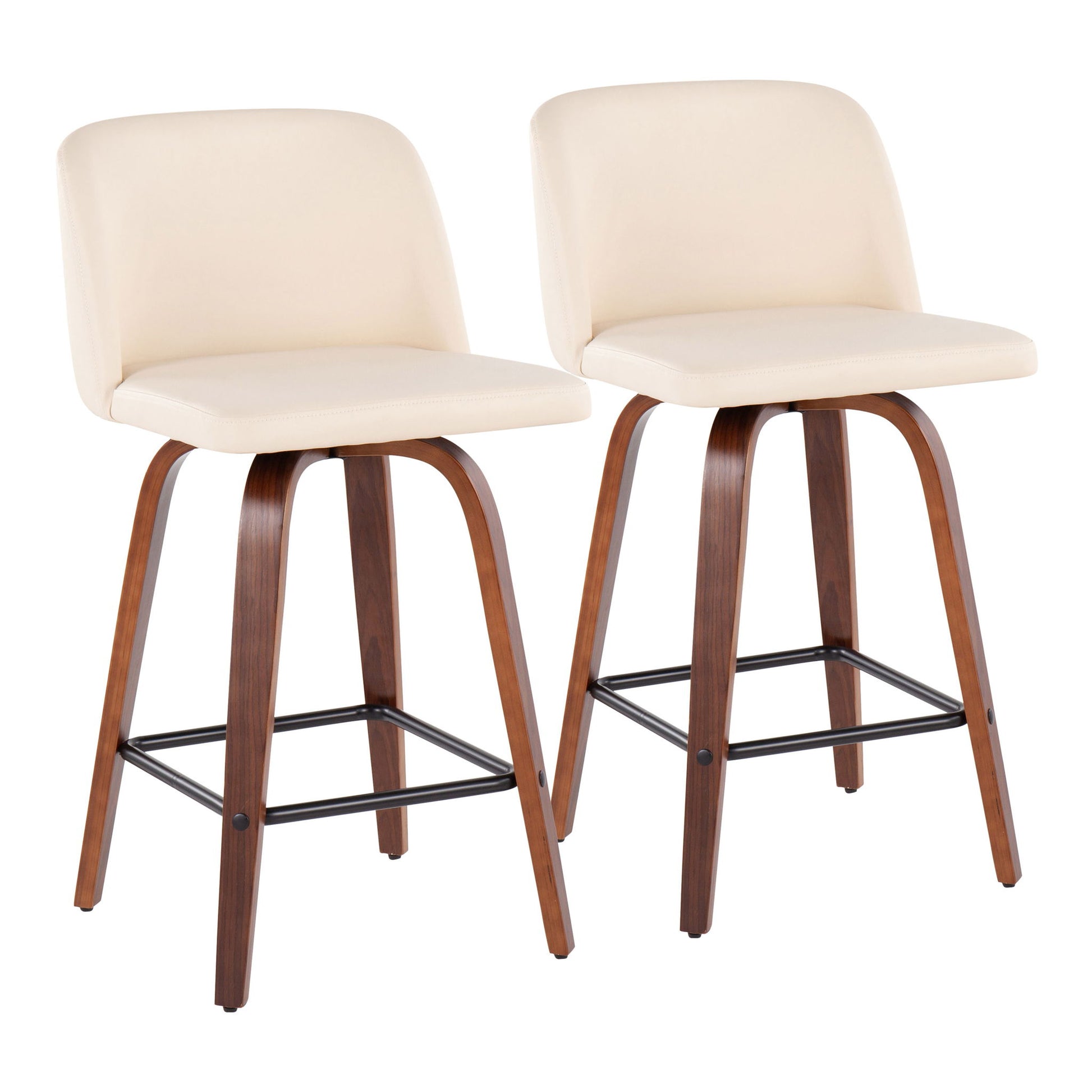Toriano - Mid Century Modern Fixed Height Counter Stool & Square Footrest (Set of 2) - Best Buy Furniture